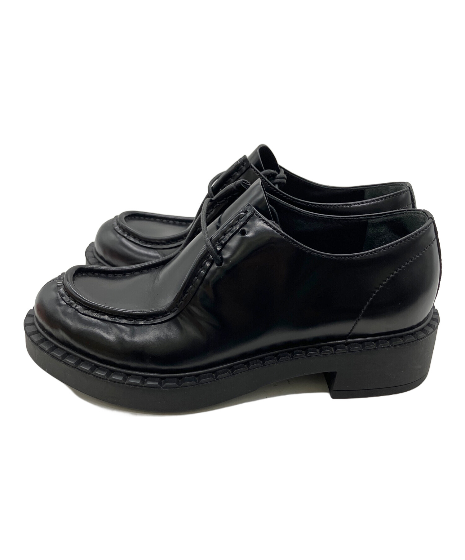 中古・古着通販】PRADA (プラダ) レースアップローファー ブラック
