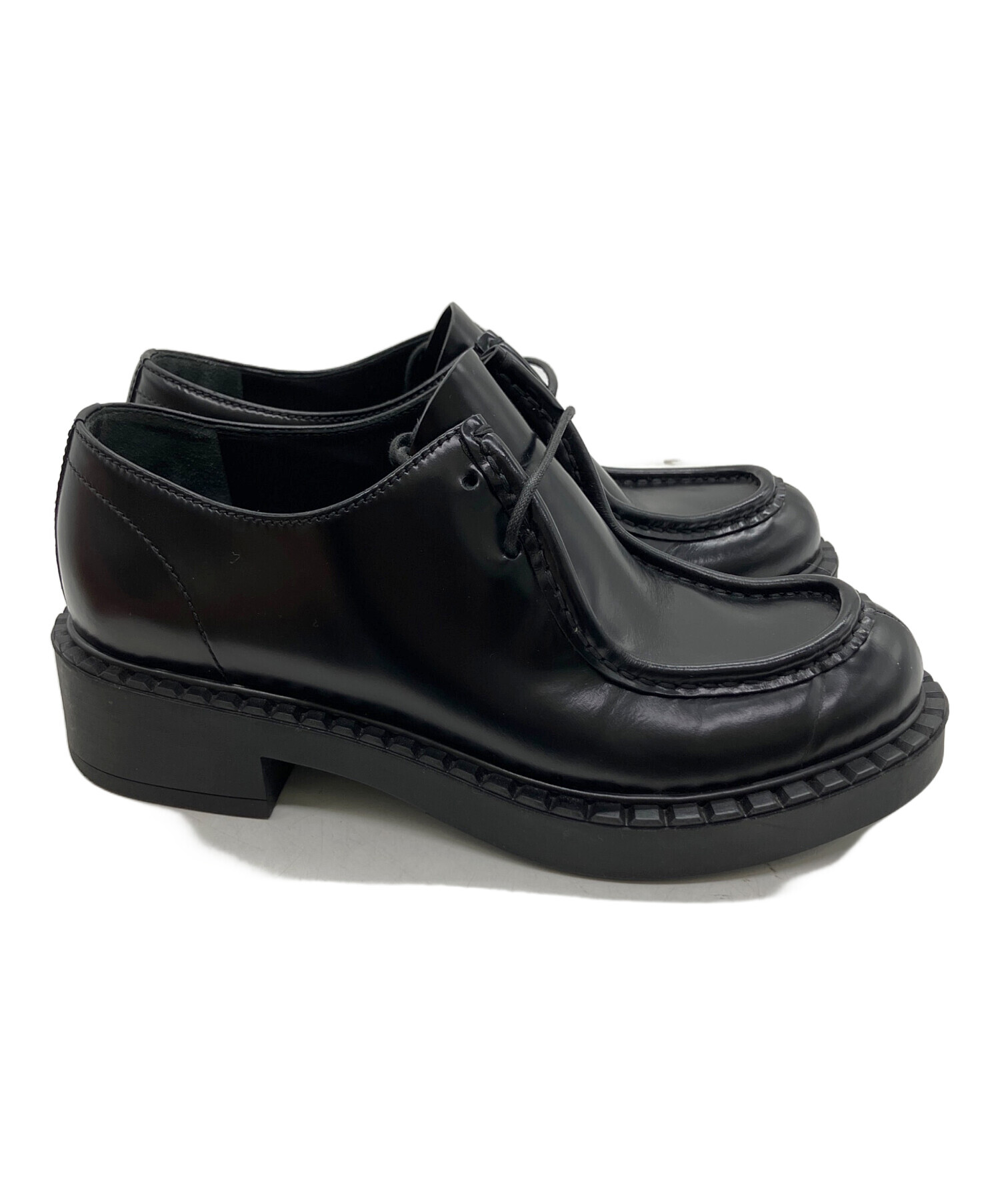 中古・古着通販】PRADA (プラダ) レースアップローファー ブラック