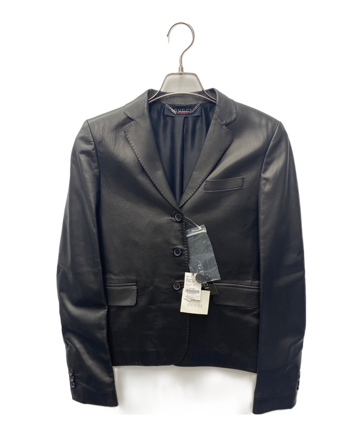 【限定値引】GUCCI ブラックラムレザージャケット 40サイズ 中古・古着通販】GUCCI (グッチ) ラムレザーテーラードジャケット