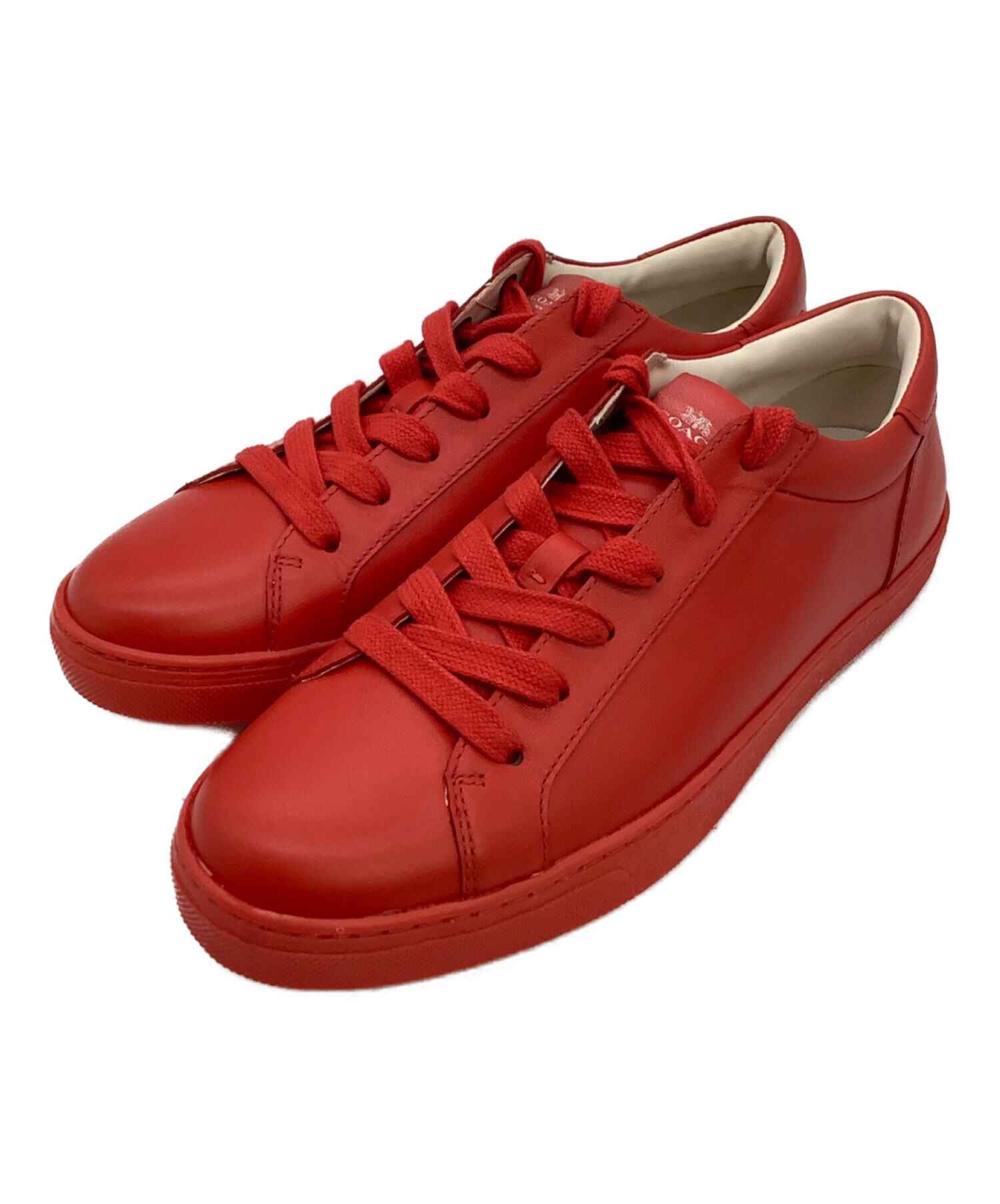 中古・古着通販】COACH (コーチ) レザースニーカー レッド サイズ:CN