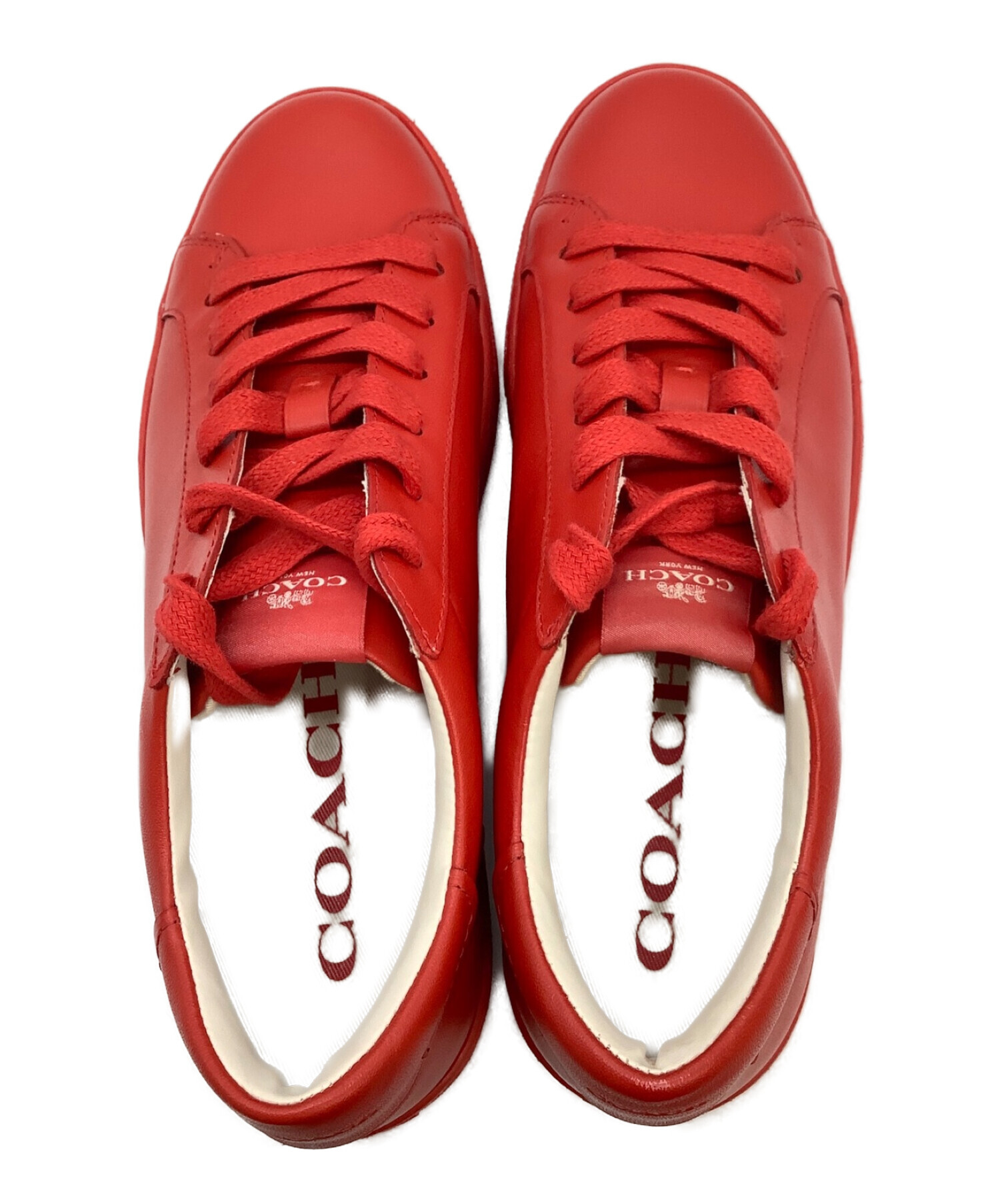 中古・古着通販】COACH (コーチ) レザースニーカー レッド サイズ:CN