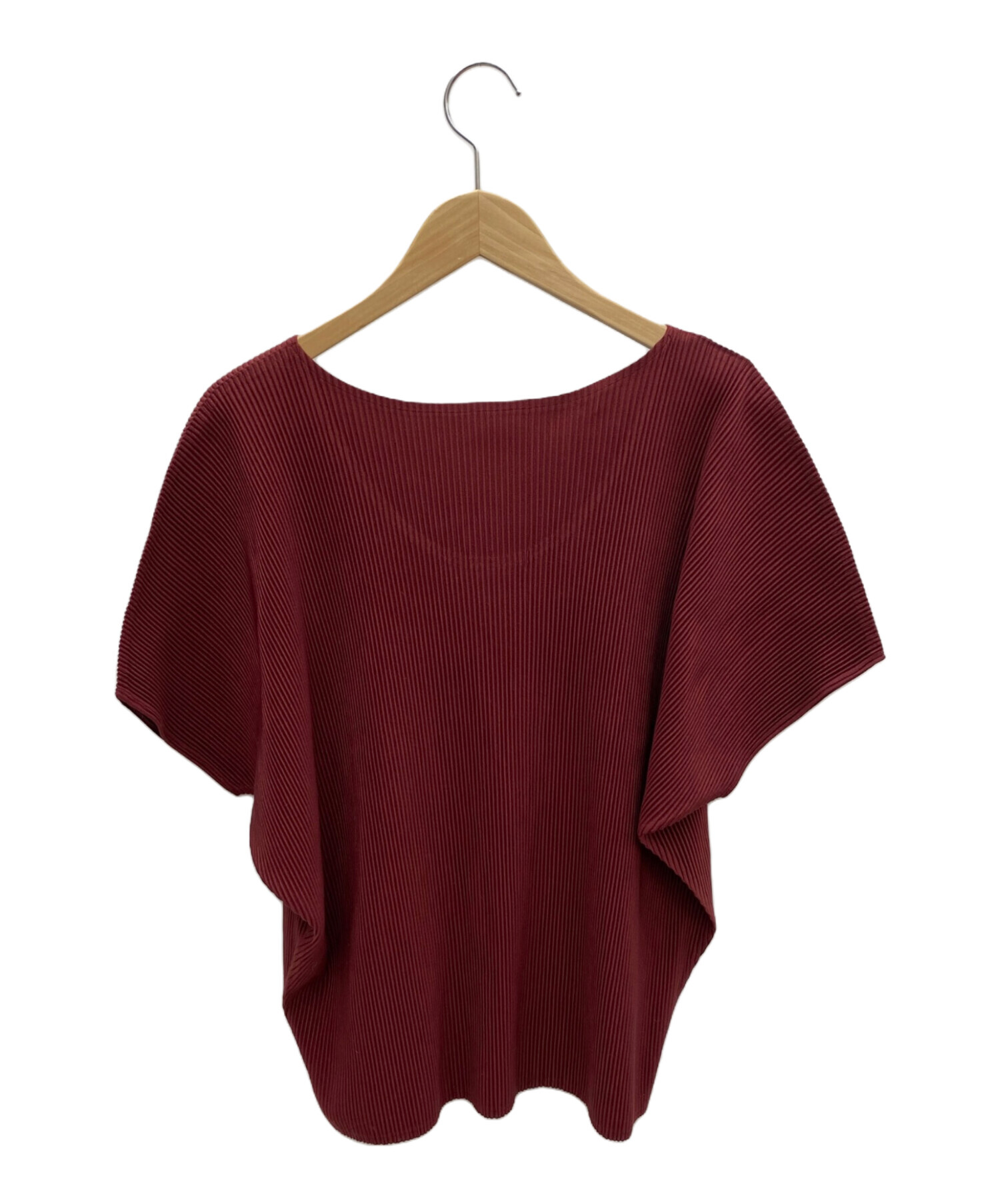 PLAISIR PLEASE ボルドー リブプリーツトップス　サイズ3 PLAISIR PLEASE ボルドー リブプリーツトップス サイズ3 PLAISIR