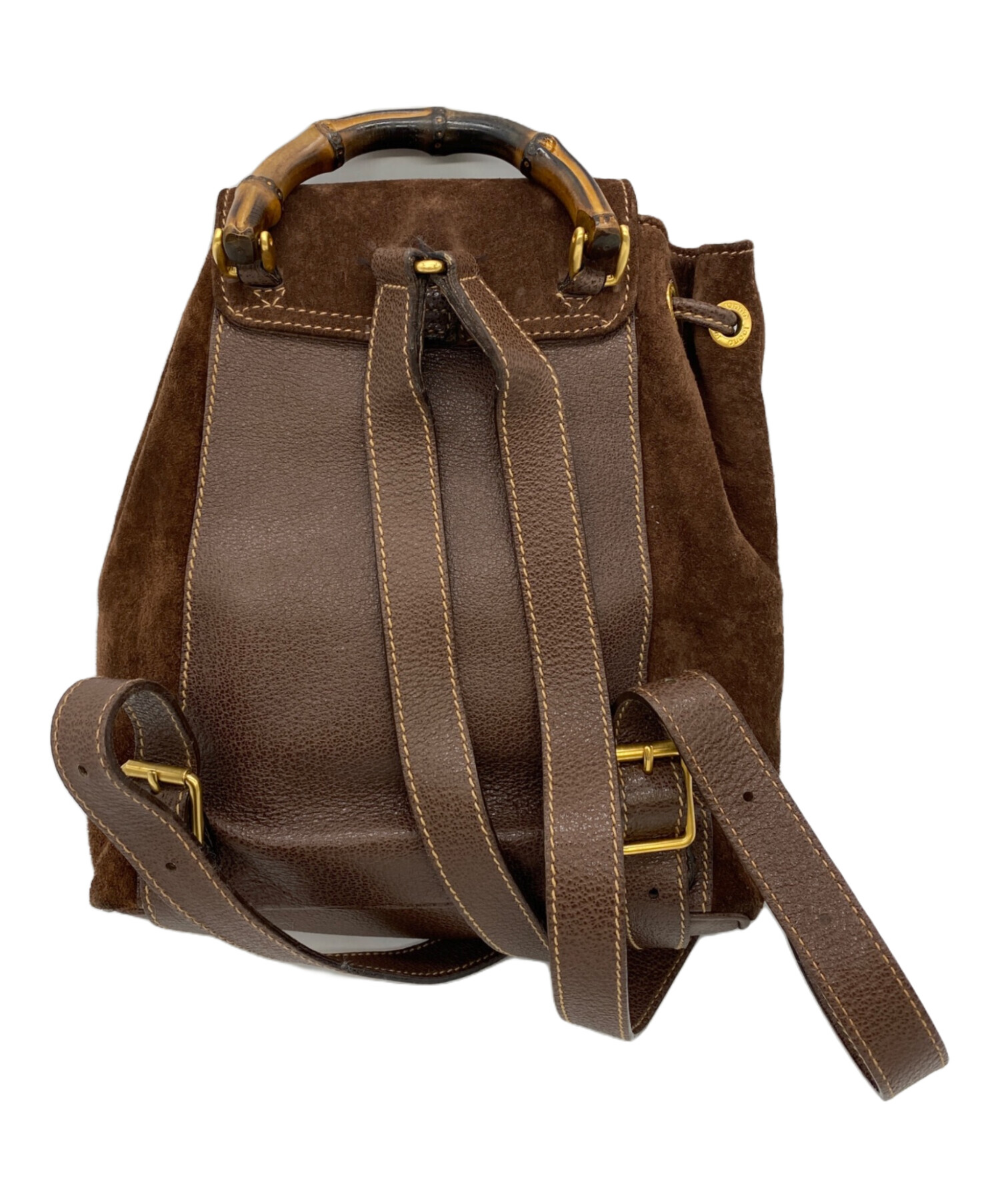 GUCCI グッチ　リュック　バンブー　巾着　レザー　茶色　ミニ 中古・古着通販】GUCCI (グッチ) ミニ バンブー リュック 003