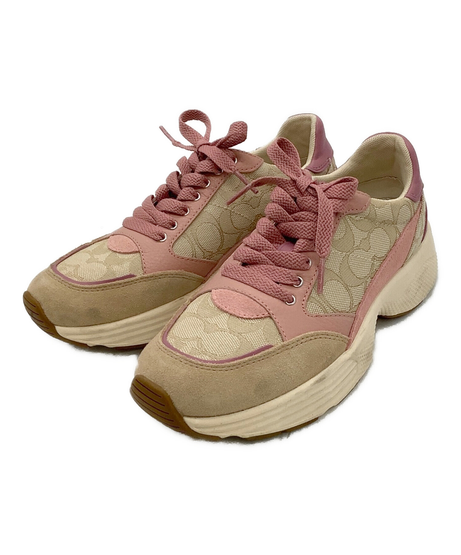 中古・古着通販】COACH (コーチ) テックランナー ベージュ×ピンク 
