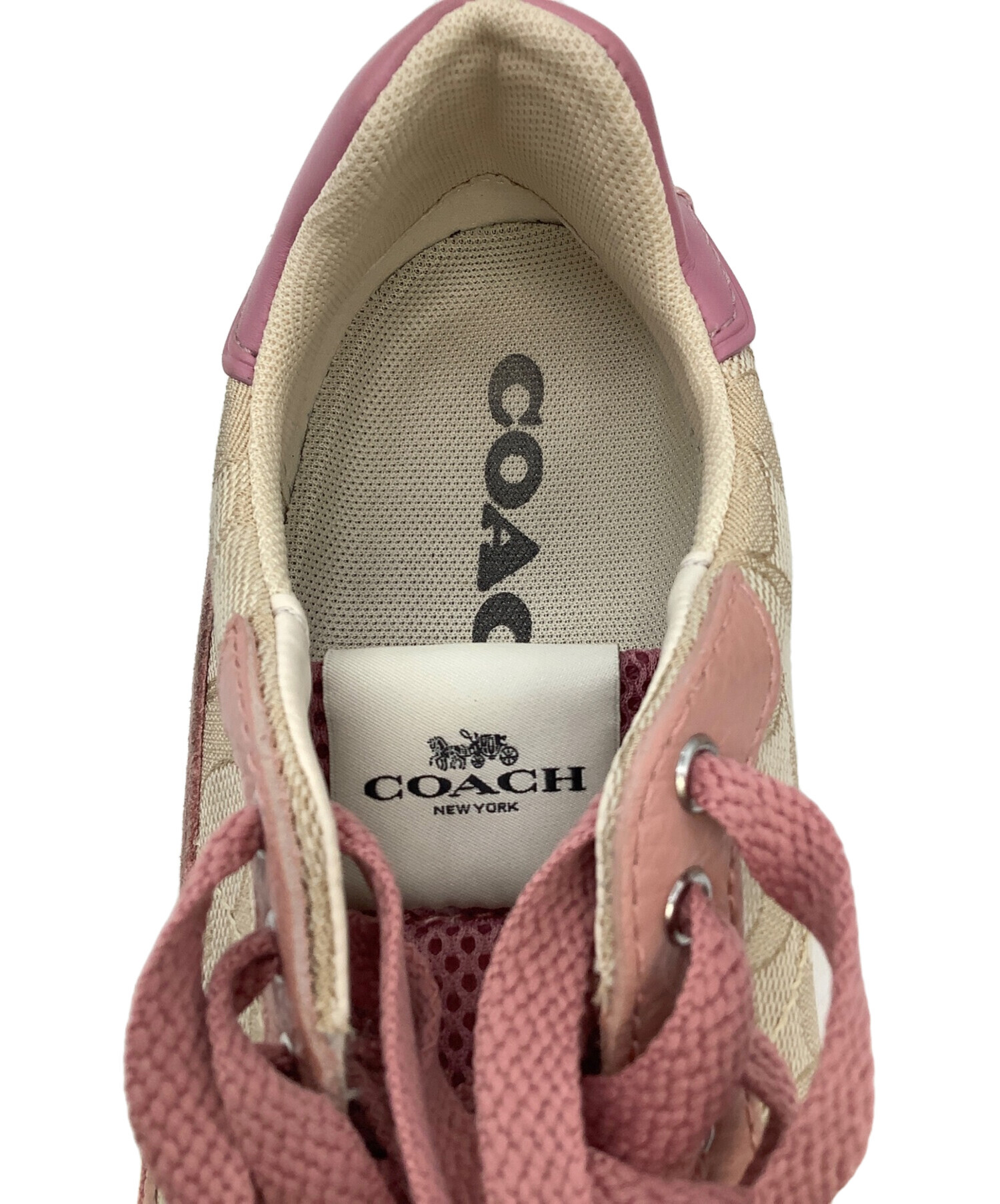 中古・古着通販】COACH (コーチ) テックランナー ベージュ×ピンク 