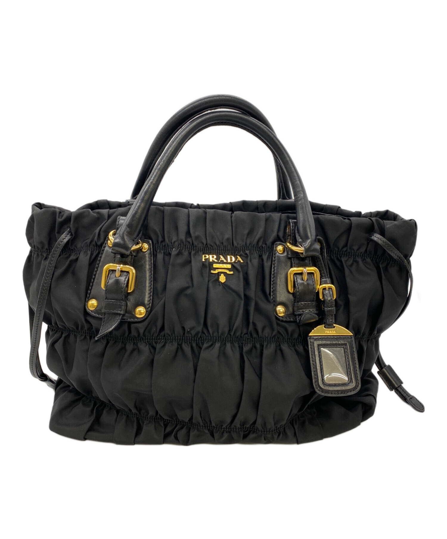 中古・古着通販】PRADA (プラダ) ナイロンギャザー2WAYバッグ ブラック