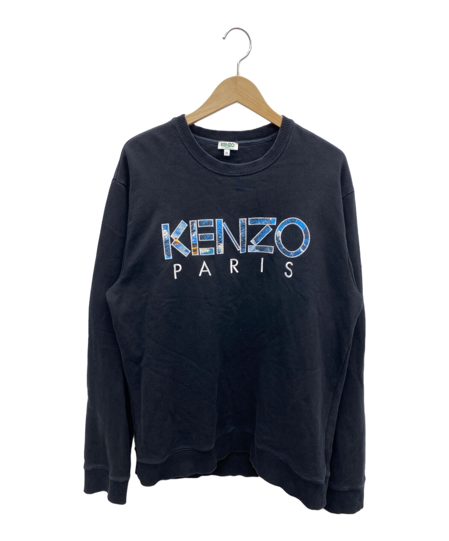 中古・古着通販】KENZO (ケンゾー) ロゴ刺繍スウェット ブラック 