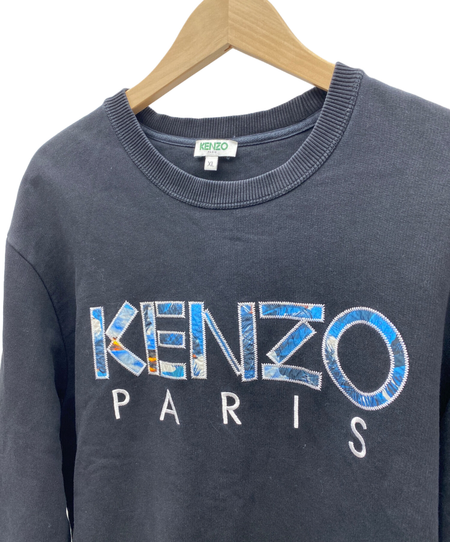 中古・古着通販】KENZO (ケンゾー) ロゴ刺繍スウェット ブラック 