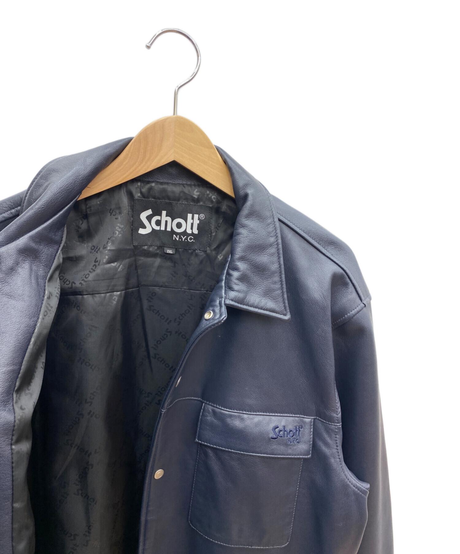中古・古着通販】Schott (ショット) ラムレザージャケット ブラック 