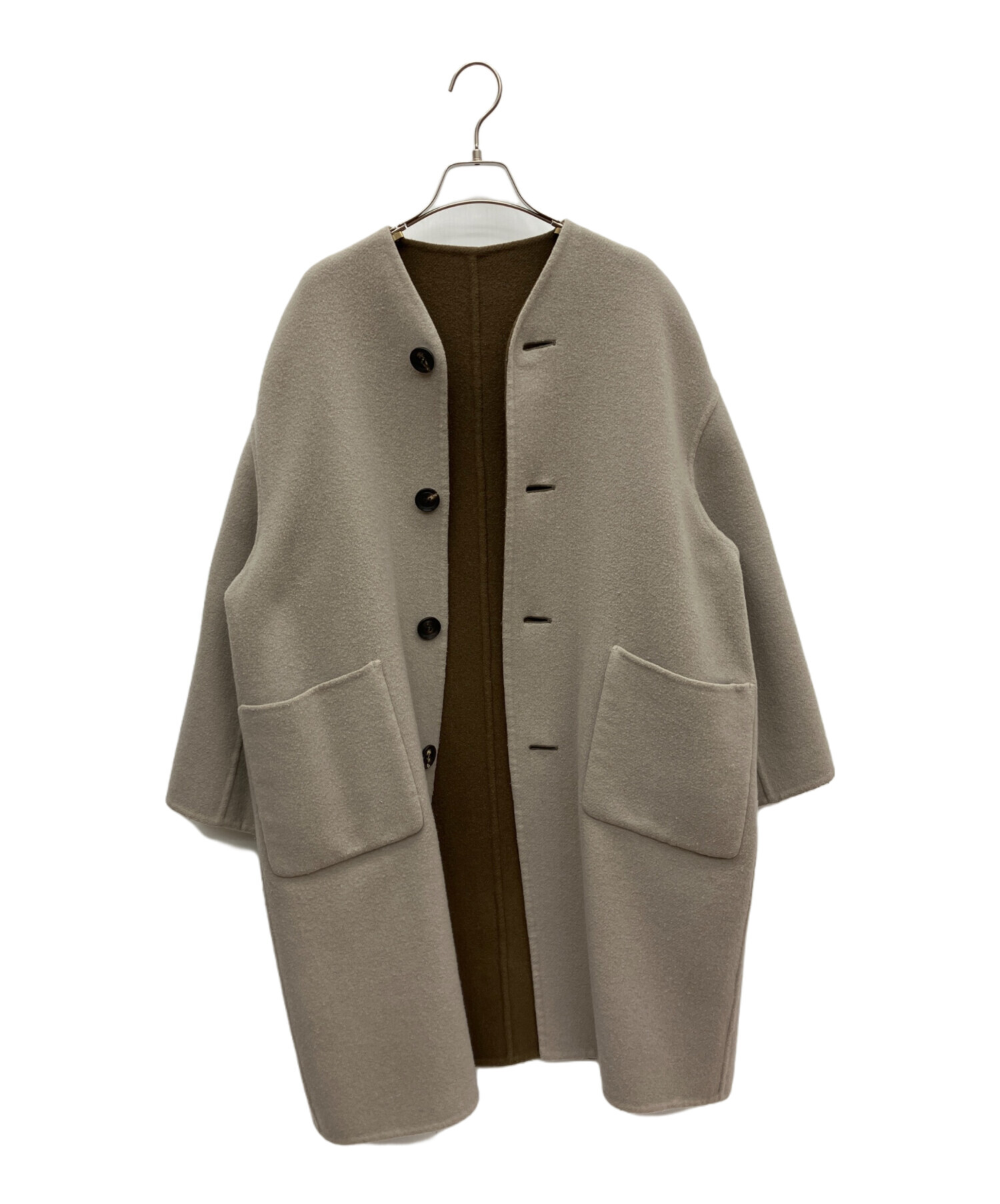 le Glazik リバーシブルウールロングコート 36 中古・古着通販】LE GLAZIK (ル グラジック) ウールリバーリバーシブル