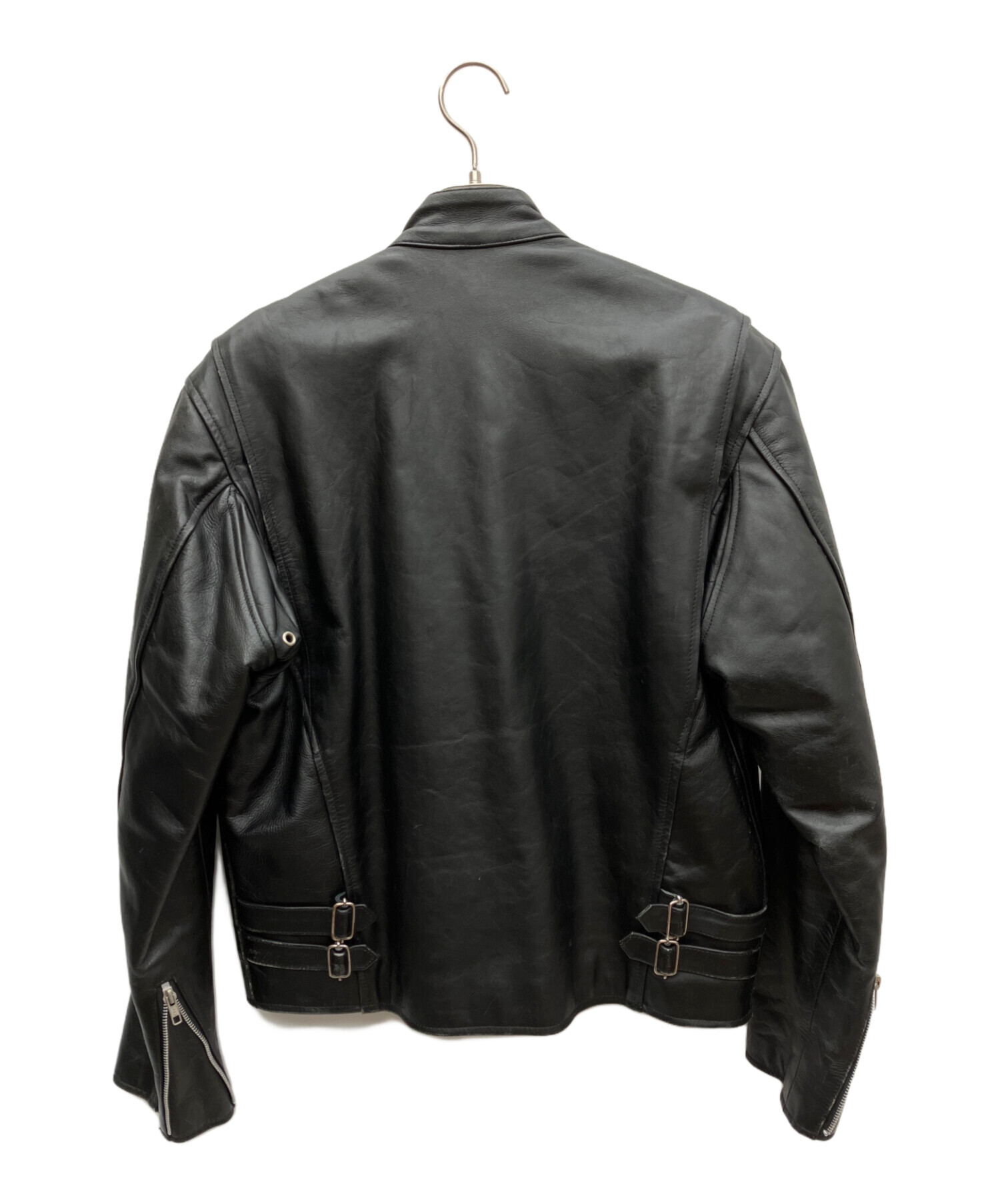 アメリカンノスタルジア 本革 レザー ライダースジャケット シングル ブラック アメリカンノスタルジア 本革 レザー ライダースジャケット