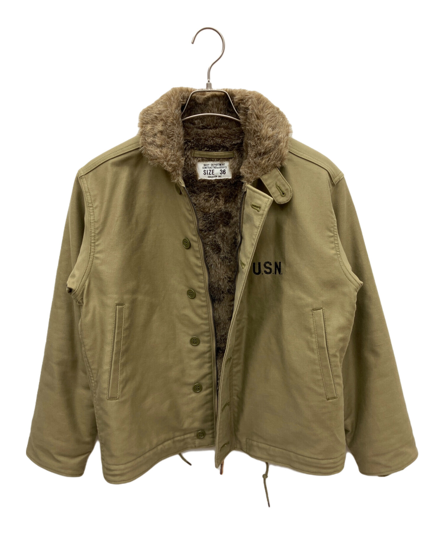 ヒューストン　n-1デッキジャケット　カーキ　36R 楽天市場】N-1 デッキジャケット メンズ アウター フード