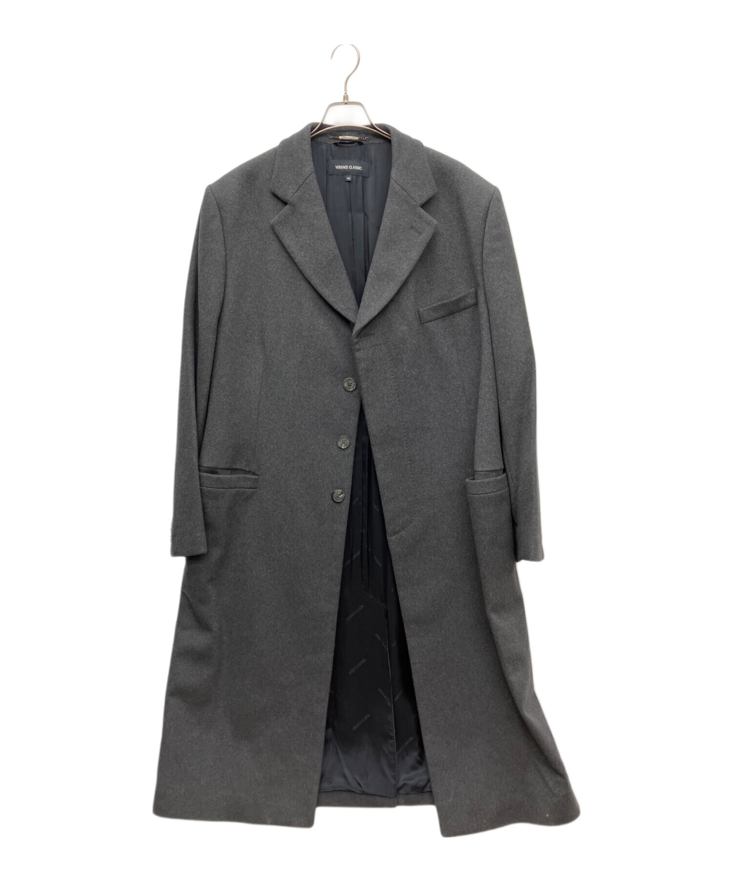 VERSACE CLASSIC ロングコート　比翼　ダークグレー　ウール VERSACE CLASSIC ロングコート比翼ダークグレーウール