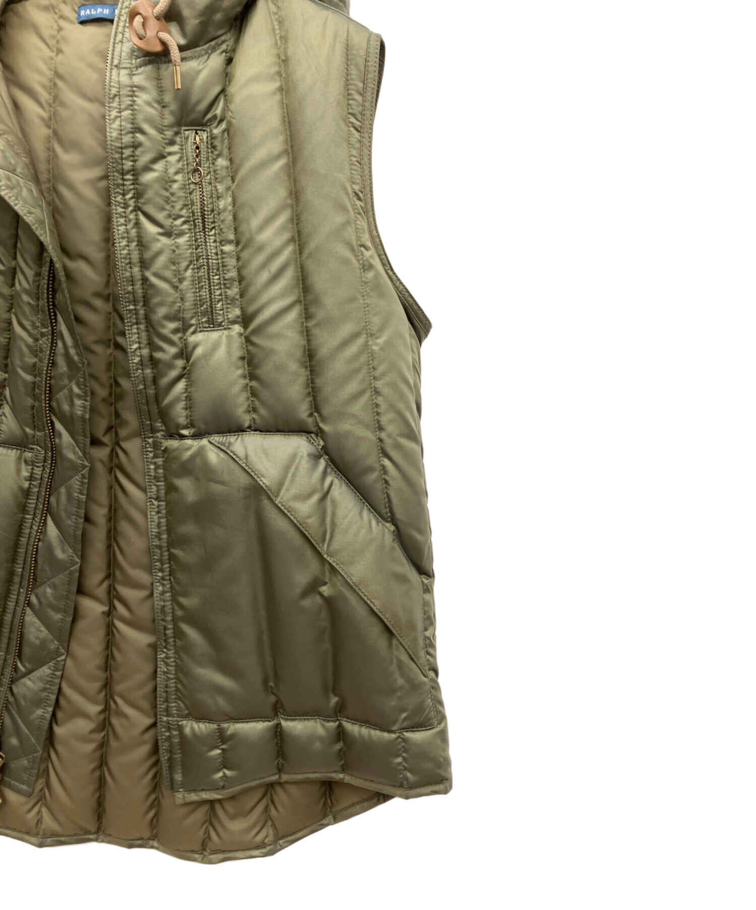 ラルフローレン ダウンベスト カーキ L 中古・古着通販】RALPH LAUREN (ラルフローレン) ダウンベスト