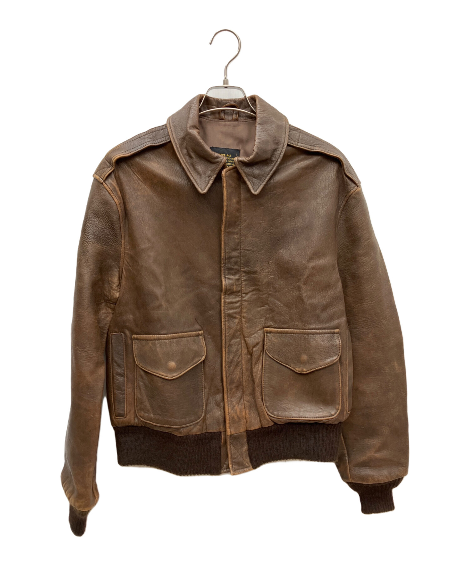 AVIREX ヴィンテージ 本革 A-2 フライトジャケット ブラウン Sサイズ 中古・古着通販】AVIREX (アヴィレックス) A-2レザーフライト