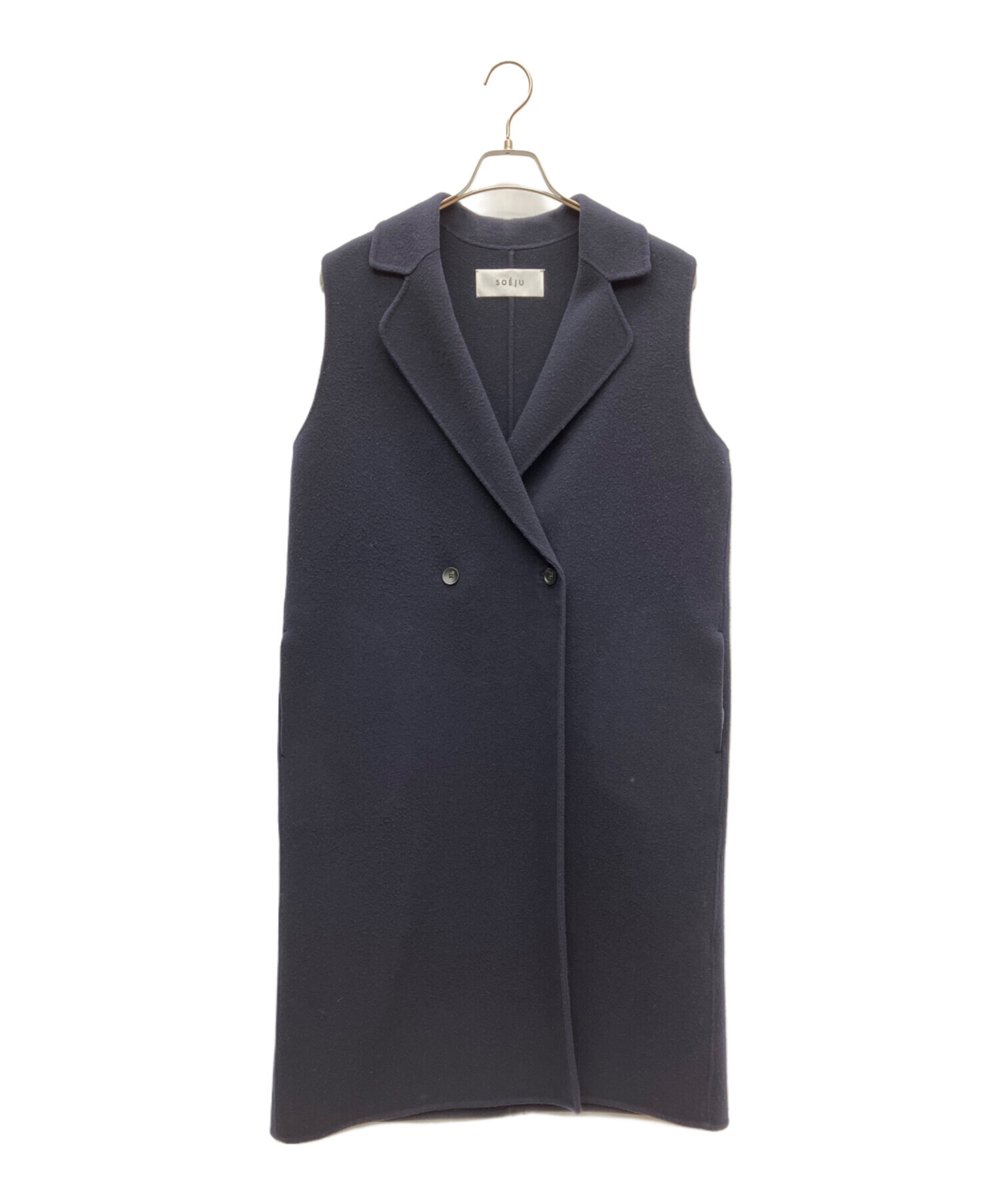 中古・古着通販】SOEJU (ソージュ) ウールリバーロングジレ ネイビー