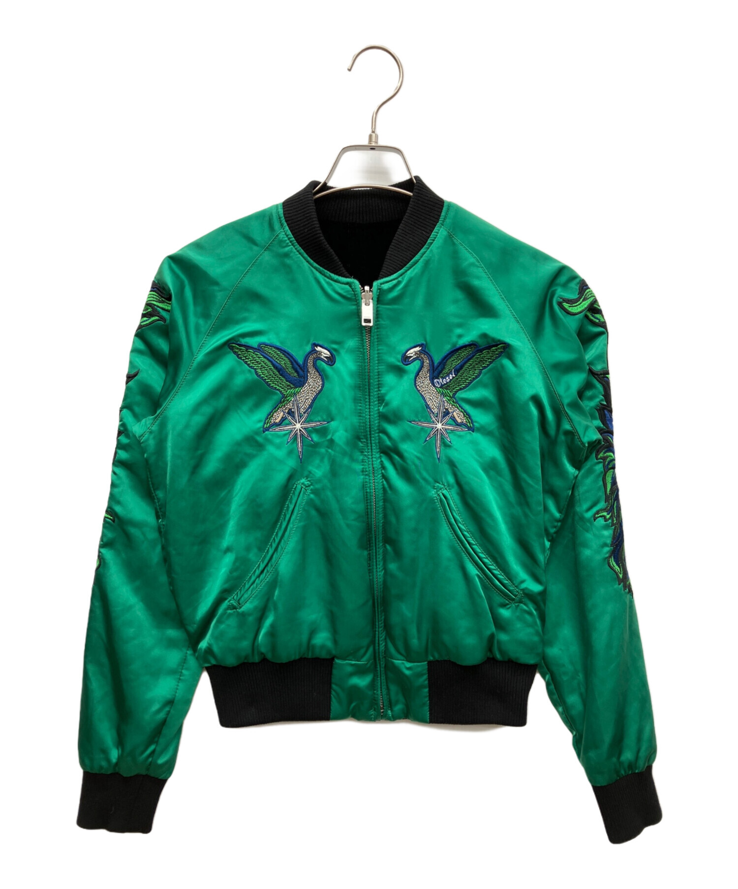 中古　DIESEL ディーゼルフーデッド スーベニア ジャケット スカジャン 中古・古着通販】DIESEL (ディーゼル) スカジャン ブラック×グリーン