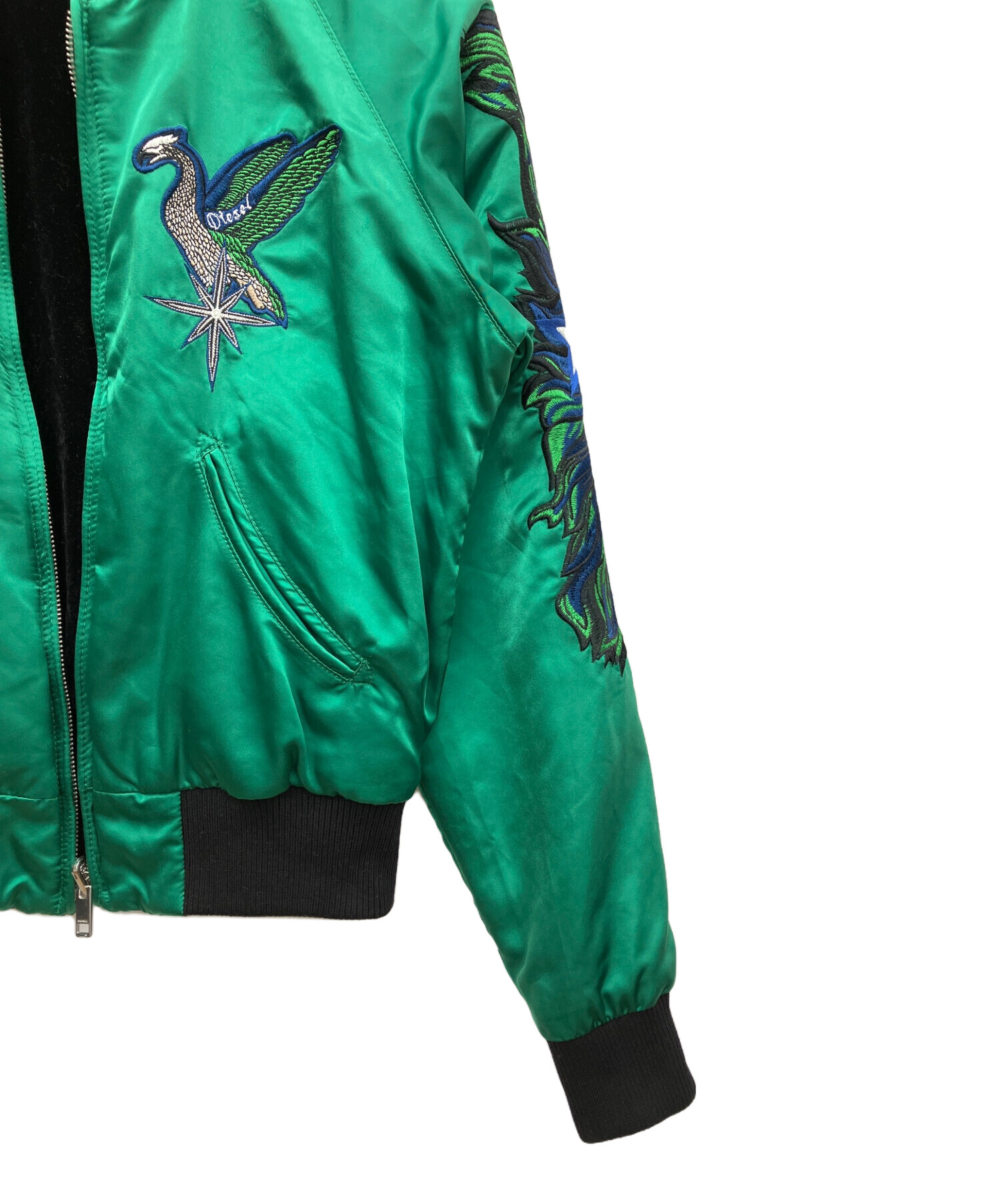 中古・古着通販】DIESEL (ディーゼル) スカジャン ブラック×グリーン