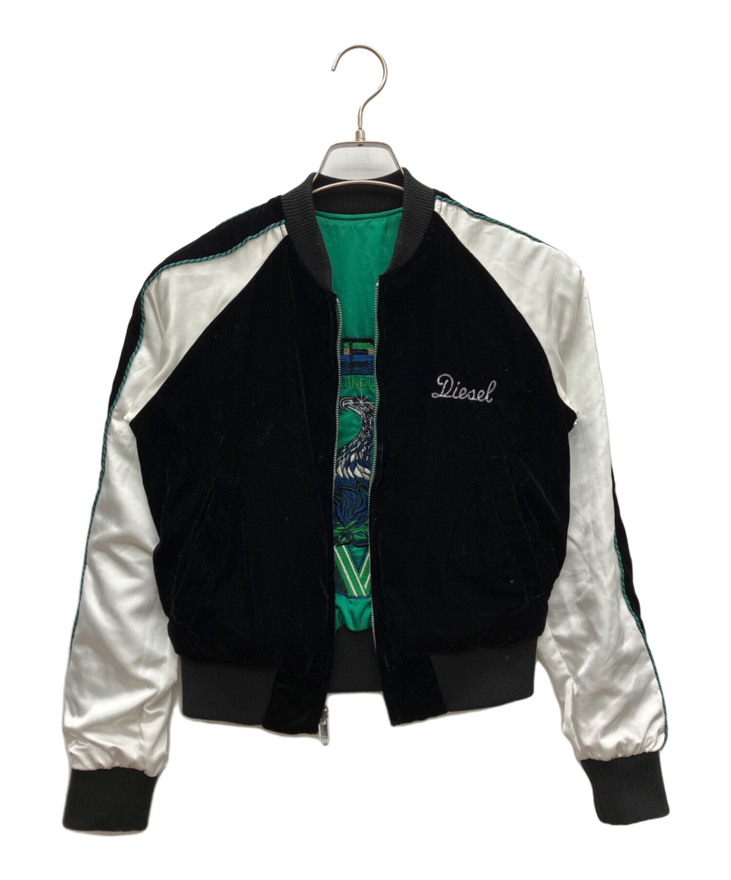 中古　DIESEL ディーゼルフーデッド スーベニア ジャケット スカジャン 中古・古着通販】DIESEL (ディーゼル) スカジャン ブラック×グリーン
