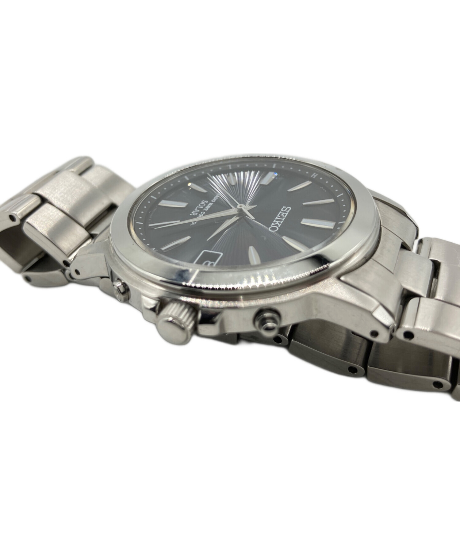 中古・古着通販】SEIKO (セイコー) ソーラー電波腕時計 ブラック