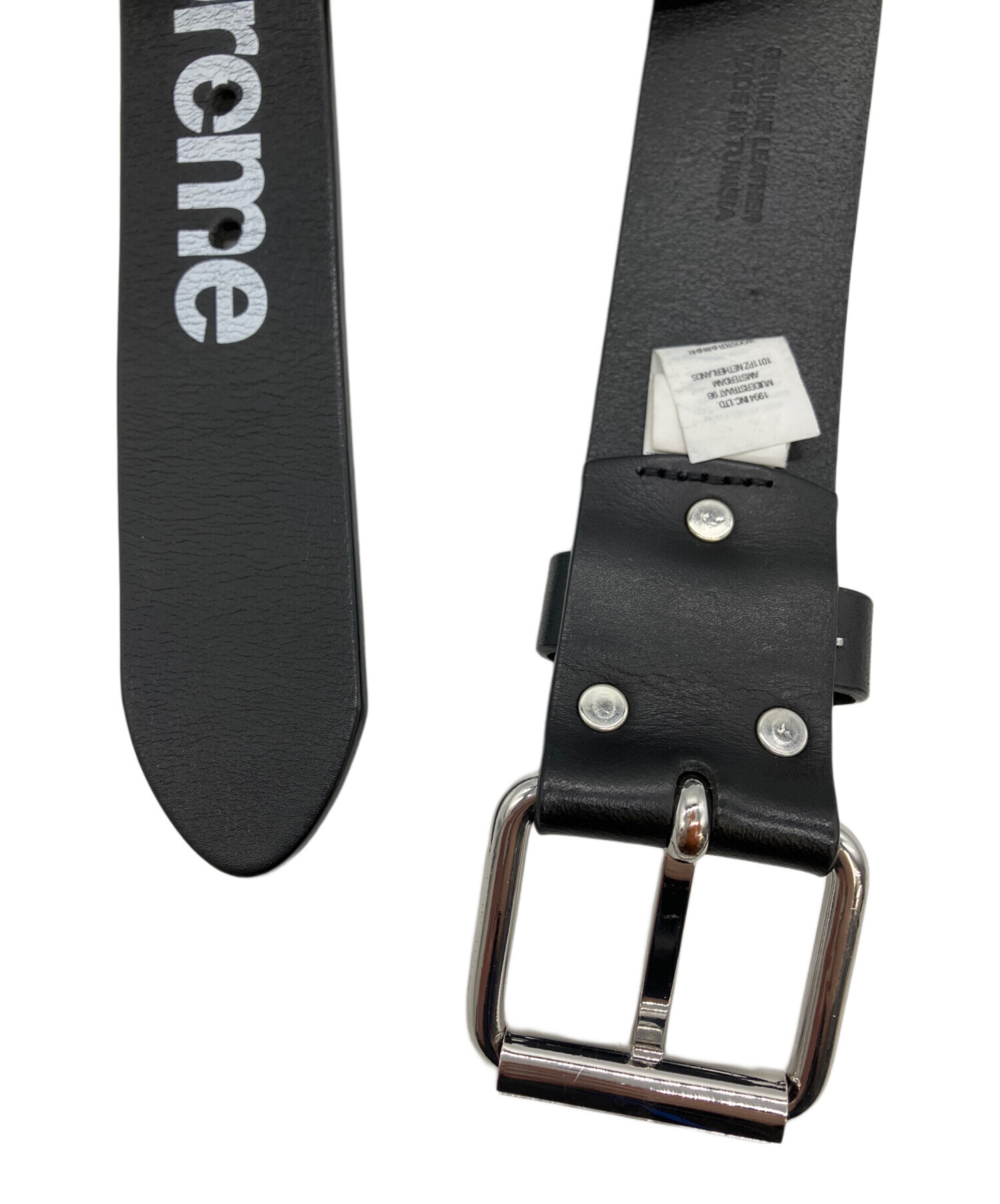 ⚠️「さ」⚠️Supreme ロゴ入り 黒 レザーベルト supreme レザーベルト ブラック ⚠️「さ」⚠️Supreme ロゴ入り 黒