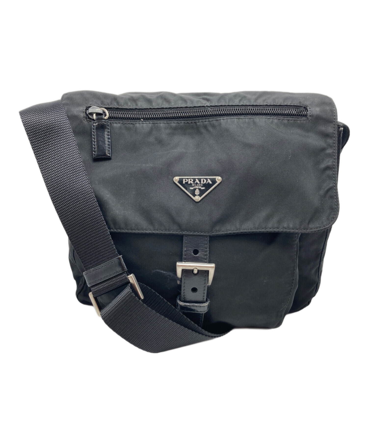 中古・古着通販】PRADA (プラダ) ナイロンショルダーバッグ ブラック