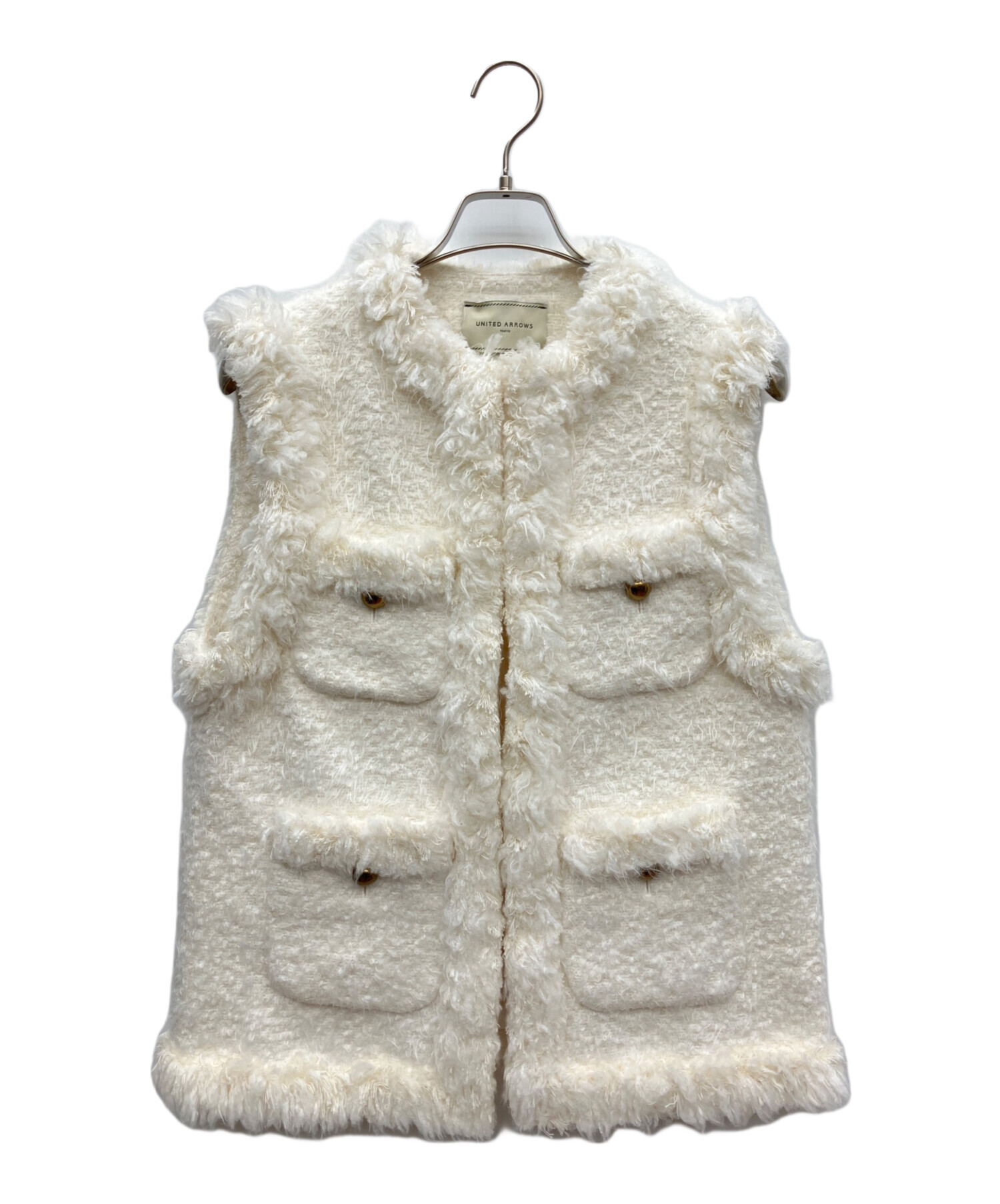 美品 UNITED ARROWS シャギー ツイード ベスト 金ボタン 中古・古着通販】UNITED ARROWS (ユナイテッドアローズ) シャギー