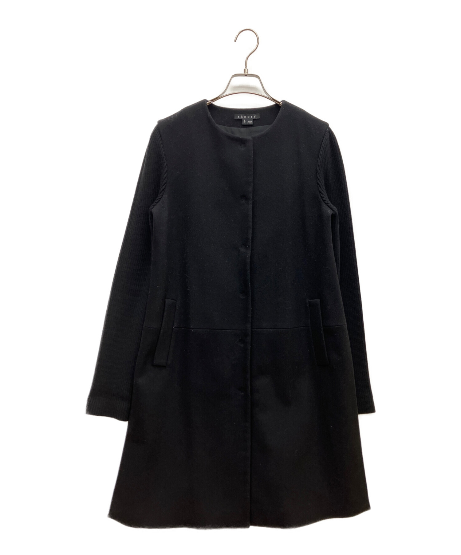 c*z様 Theory セオリー　ノーカラー ジャケット　M ブラック　黒 中古・古着通販】theory (セオリー) ノーカラーコート ブラック サイズ