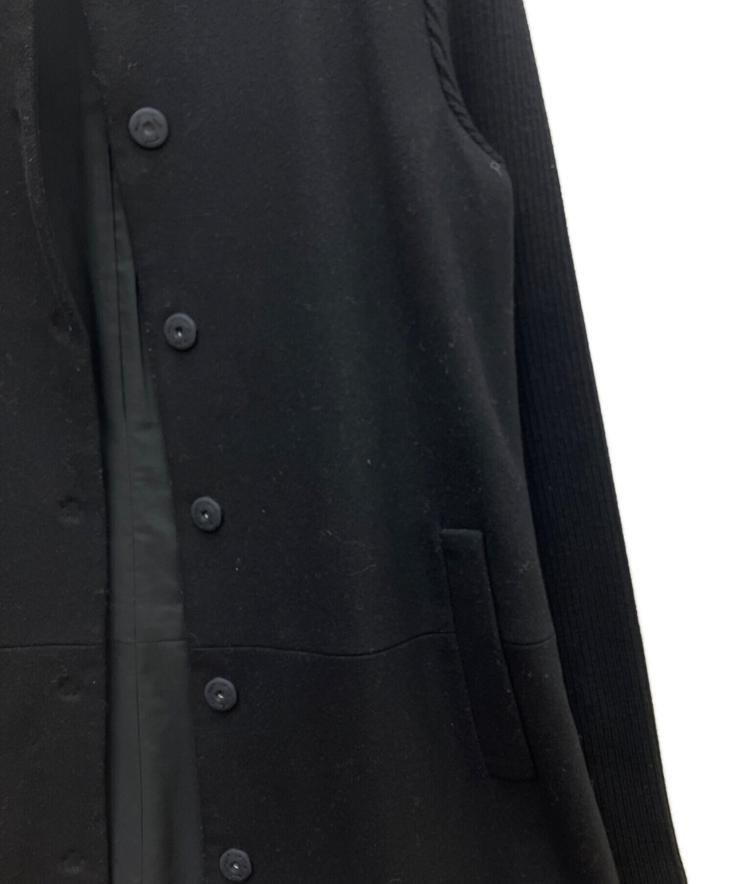 中古・古着通販】theory (セオリー) ノーカラーコート ブラック サイズ