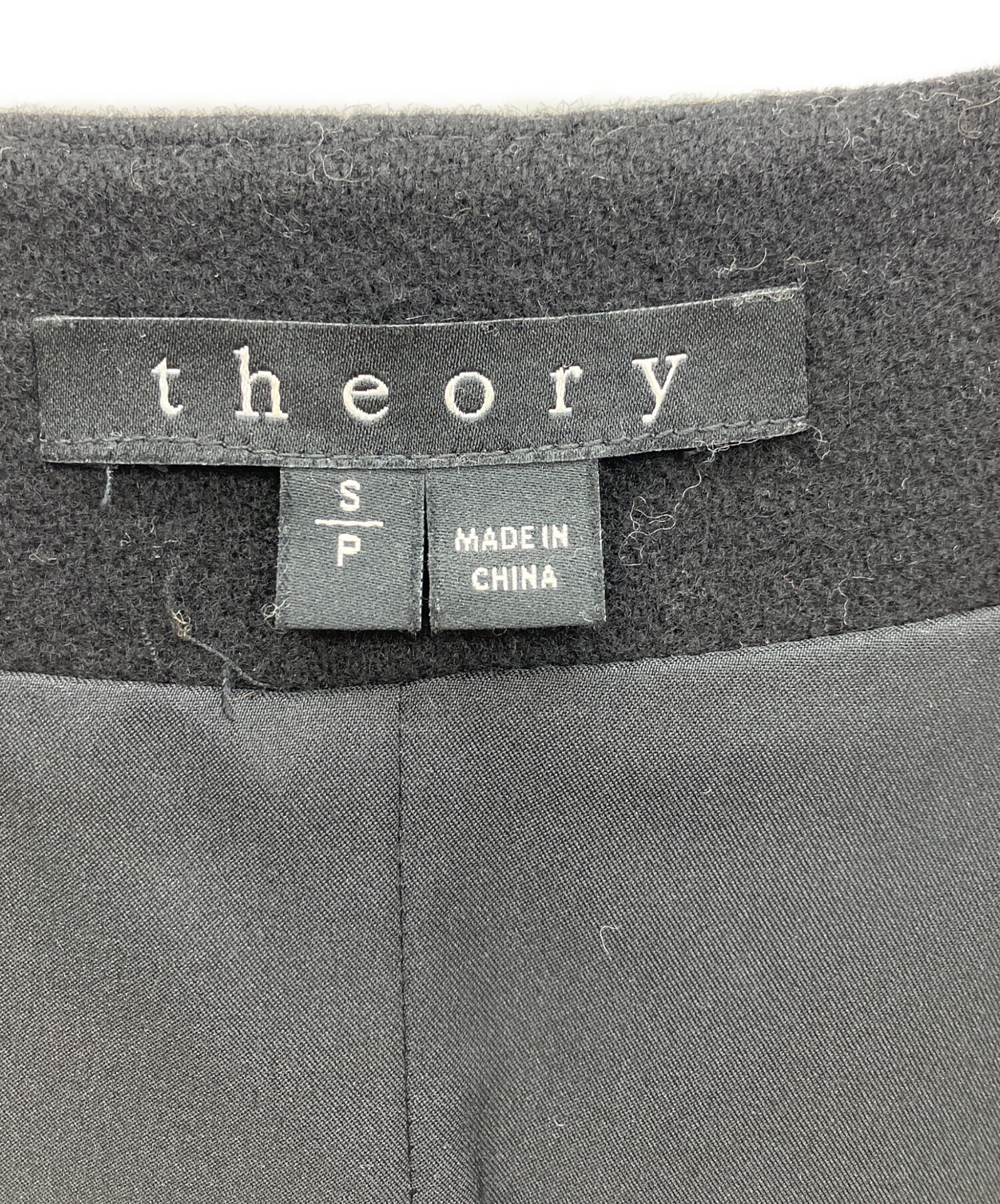 中古・古着通販】theory (セオリー) ノーカラーコート ブラック サイズ
