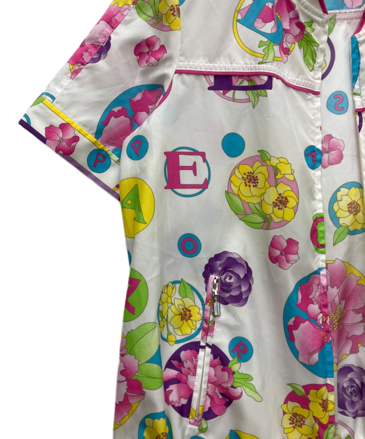LEONARDSPORTフラワープリント半袖Tシャツレオナールスポーツ40ピンク 中古・古着通販】LEONARD SPORT (レオナール スポーツ) 半袖ジャケット