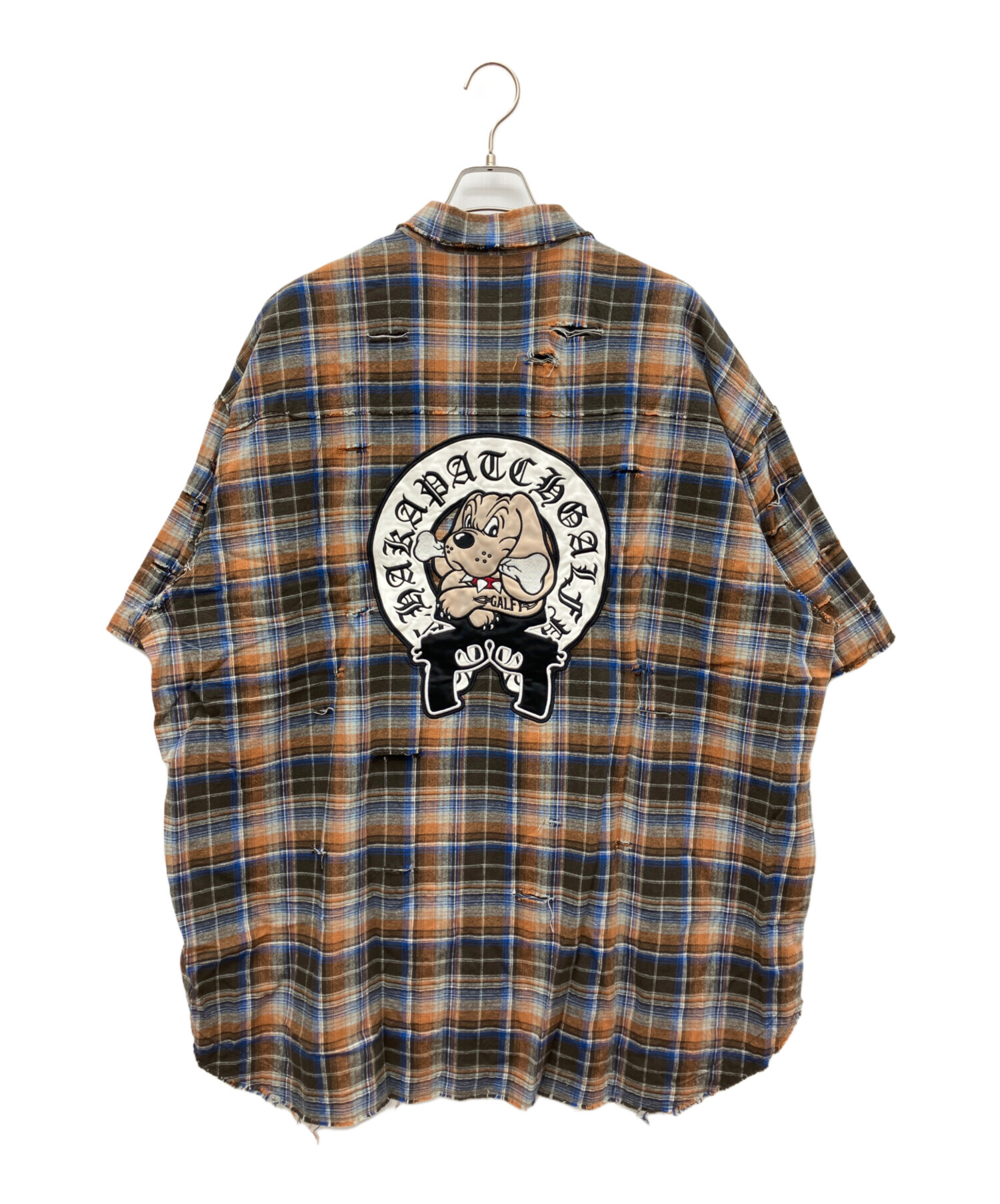 中古・古着通販】GALFY (ガルフィー) 半袖シャツ ブラウン×ベージュ 