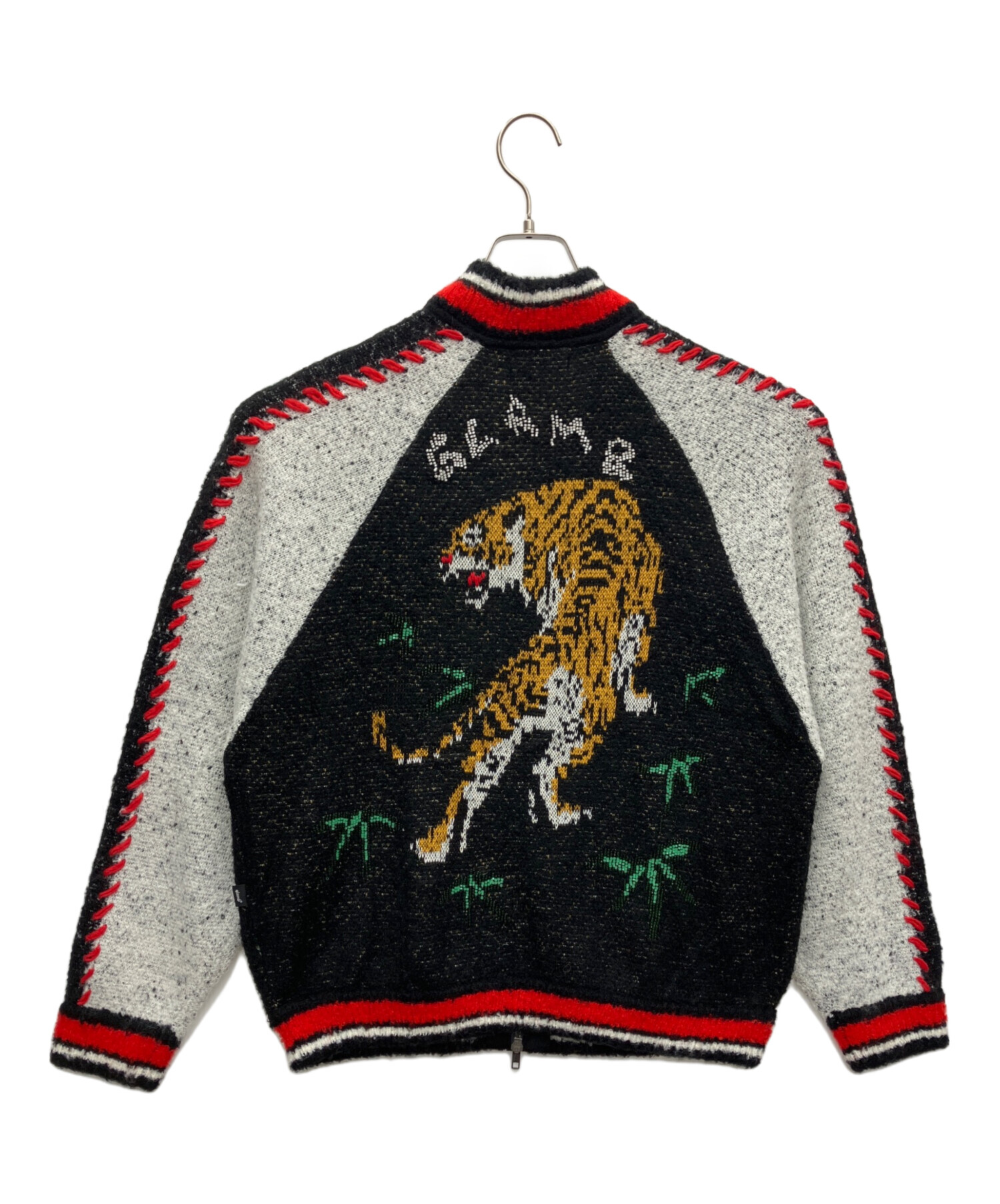 glamb ニットスカジャンバー Mサイズ 中古・古着通販】glamb (グラム) ニットスカジャン ブラック×ホワイト