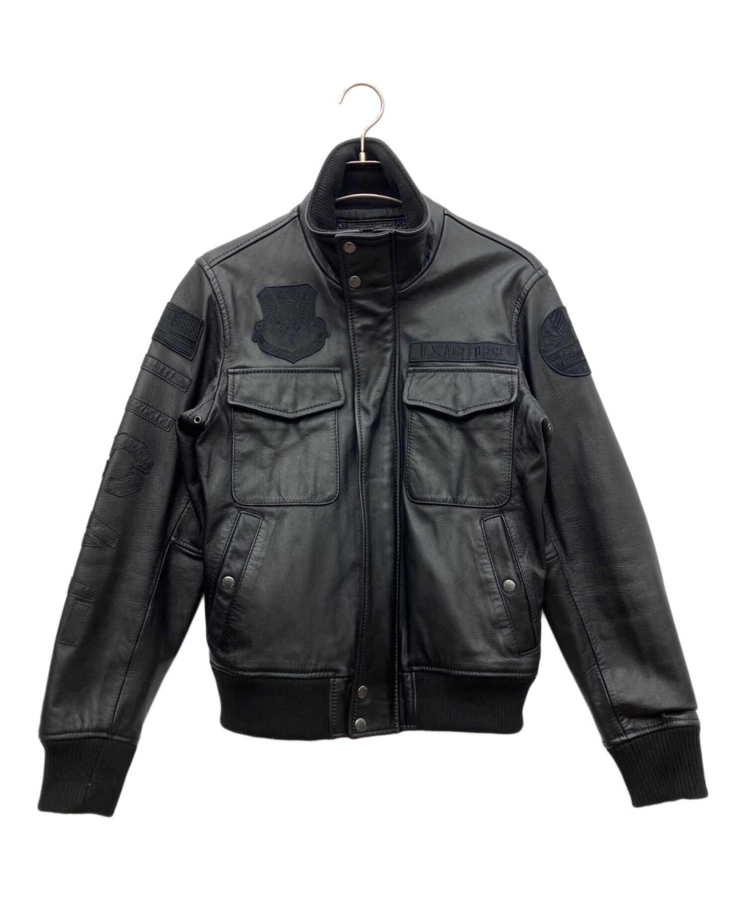 AVIREX レザージャケット Mサイズ シャーク 中古・古着通販】AVIREX (アヴィレックス) レザージャケット ブラック