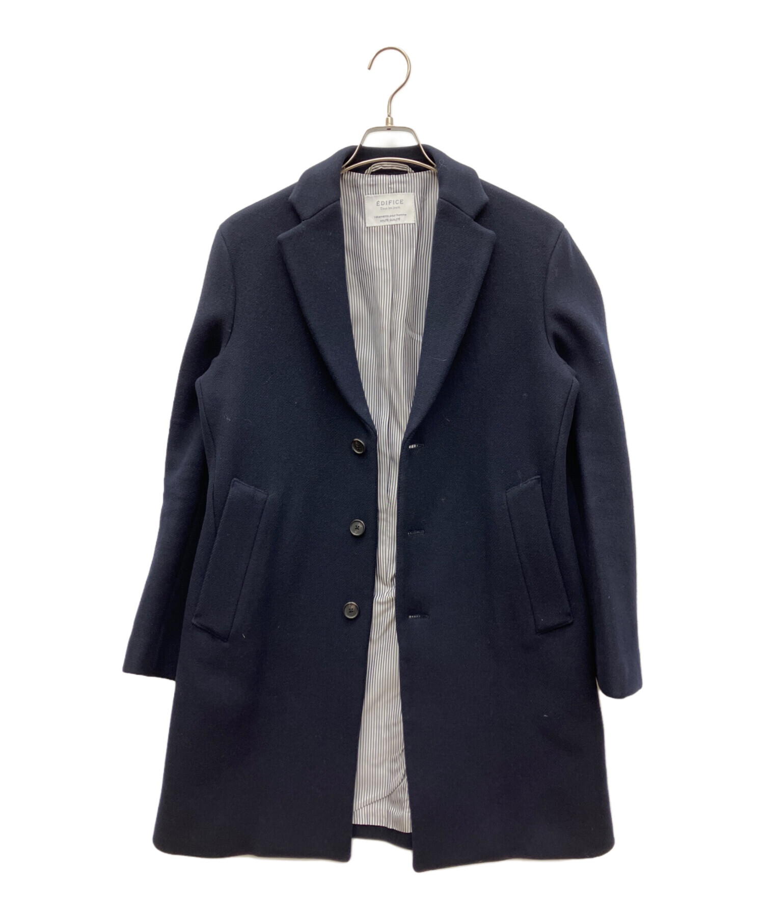 新品 EDIFICE コート チェスターフィールド Super 120’s Wool  エディフィス ネイビー 紺 M 中古・古着通販】EDIFICE (エディフィス) ウールチェスターコート