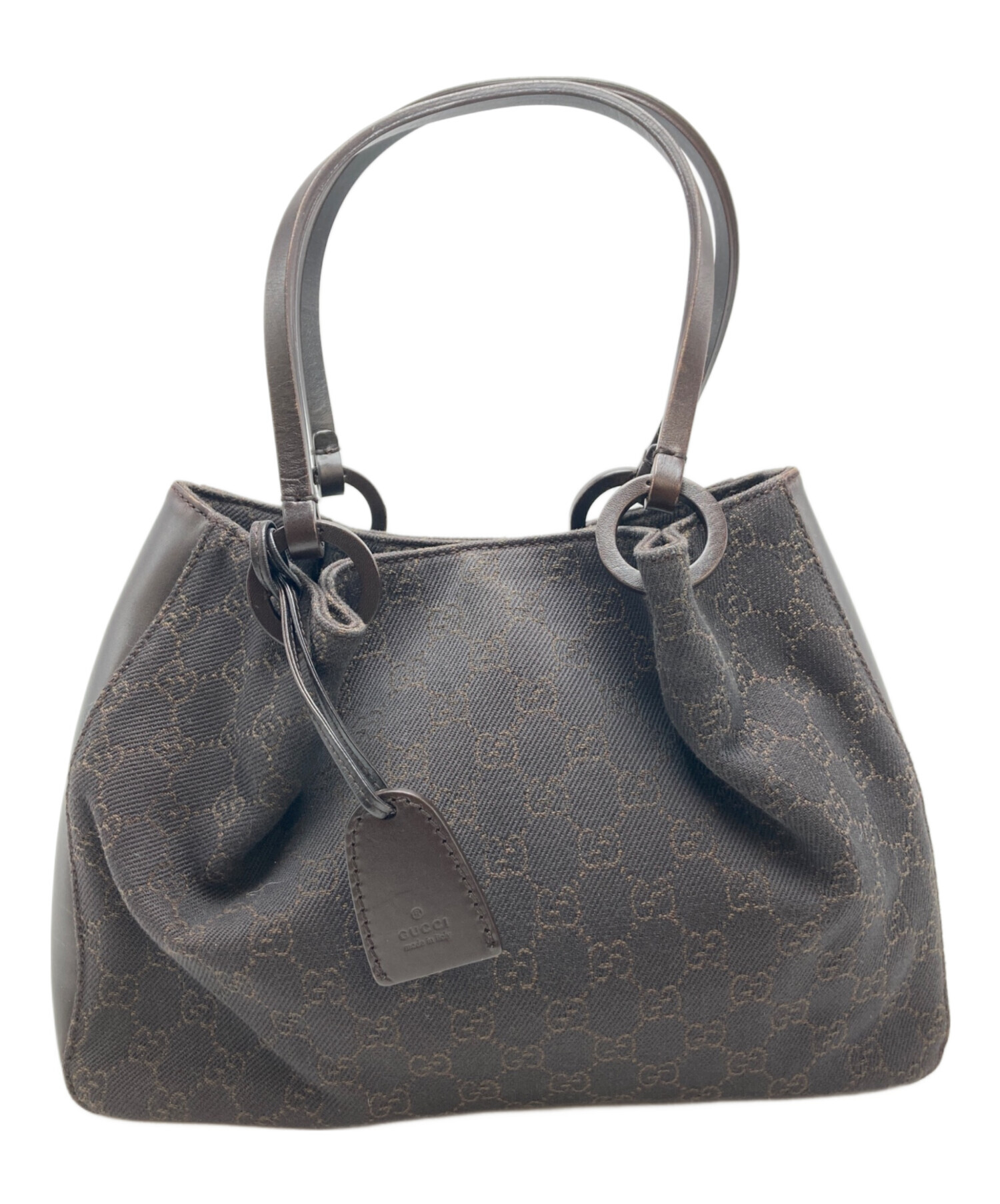 GGパターン 黒 キャンバス ハンドバッグ中古 中古・古着通販】GUCCI (グッチ) GGキャンバスハンドバッグ ブラウン