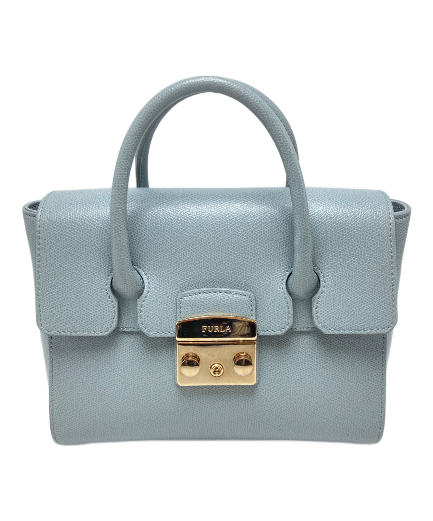 【美品】フルラ　メトロポリス　サッチェル　ミニハンドバッグ　2way ショルダー 中古・古着通販】FURLA (フルラ) メトロポリスサッチェルバッグ ブルー