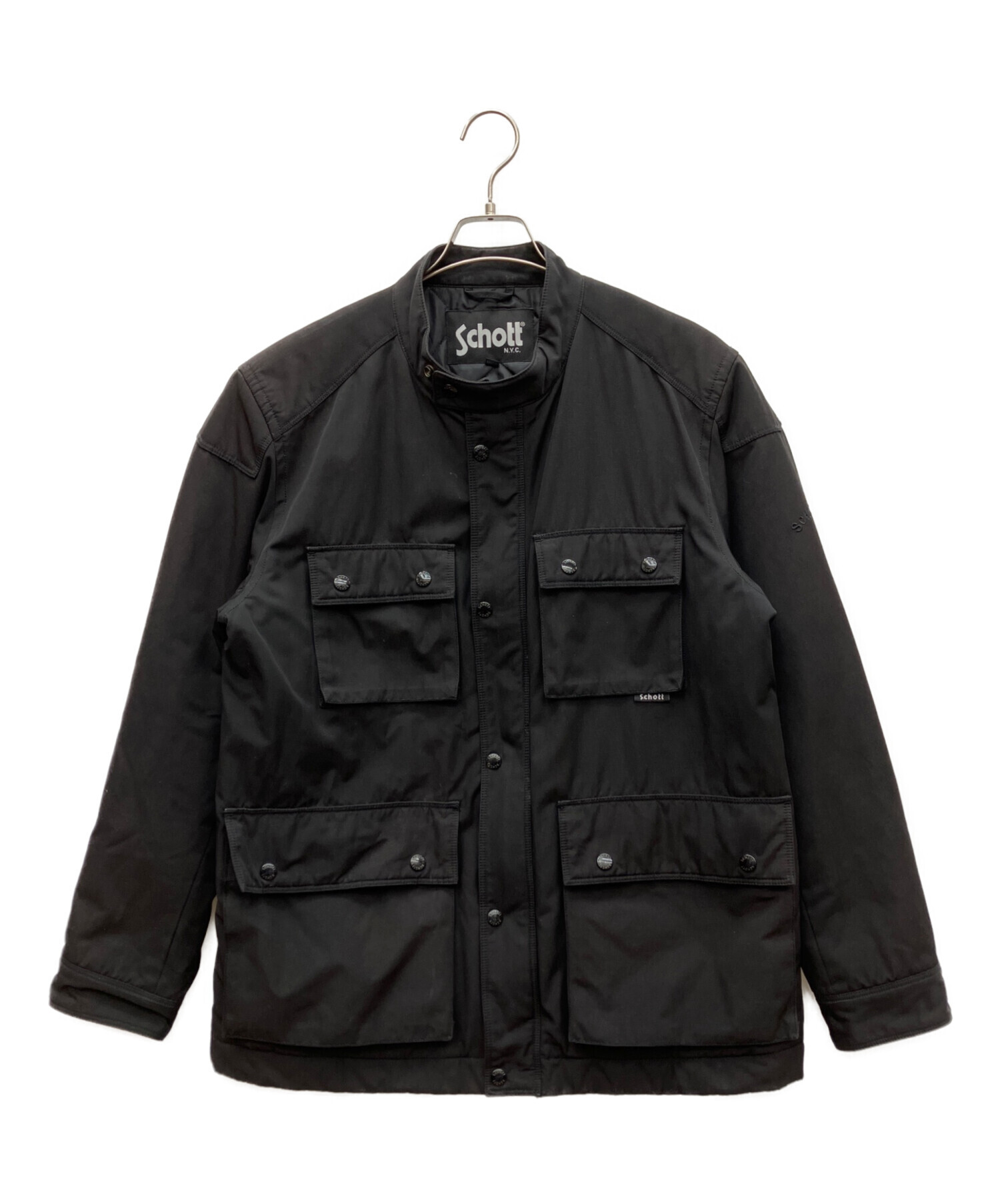 【お値引き中】schott ショット スタジャン　ジャケット ブラック　S 中古・古着通販】Schott (ショット) 中綿ジャケット ブラック サイズ