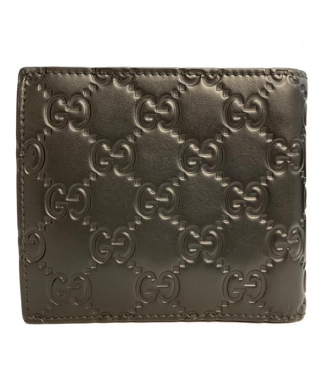 中古・古着通販】GUCCI (グッチ) 2つ折り財布 グッチシマ ブラック