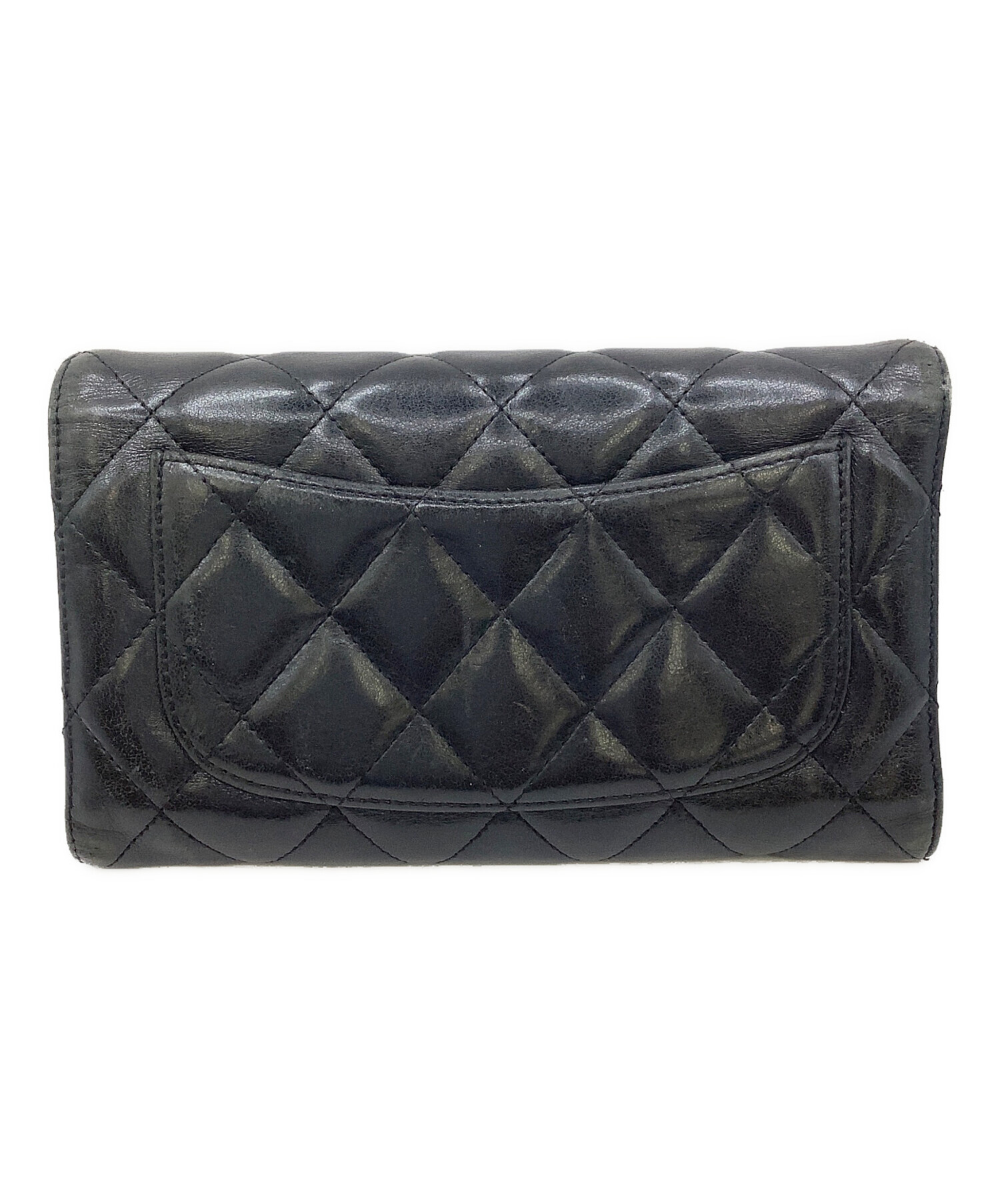 中古・古着通販】CHANEL (シャネル) 三つ折り長財布 ブラック