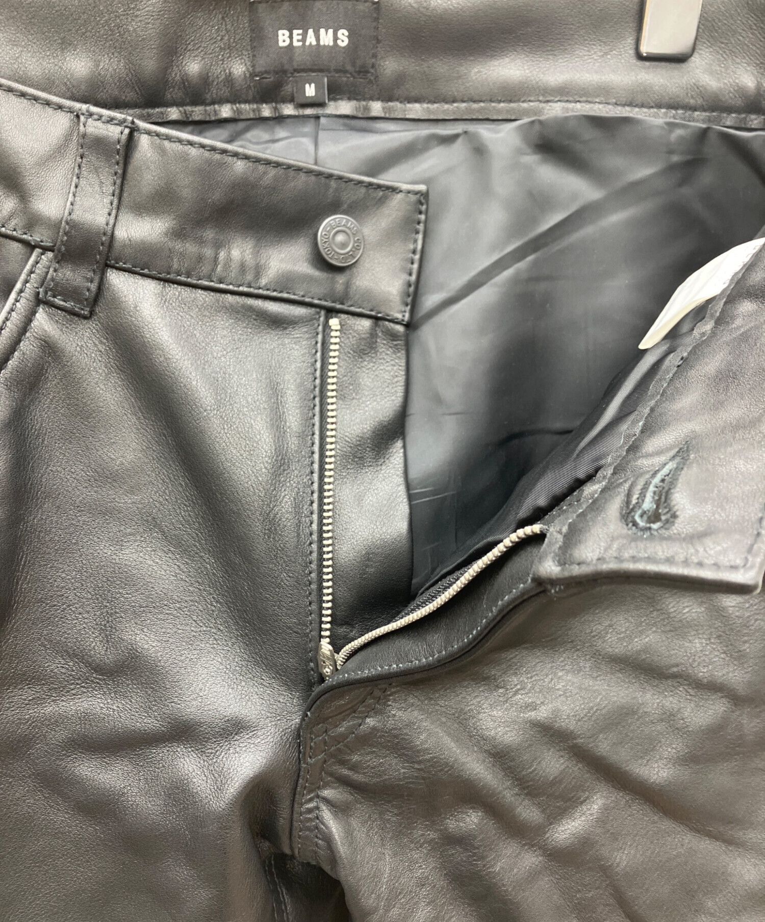 中古・古着通販】BEAMS (ビームス) カウレザーパンツ ブラック サイズ