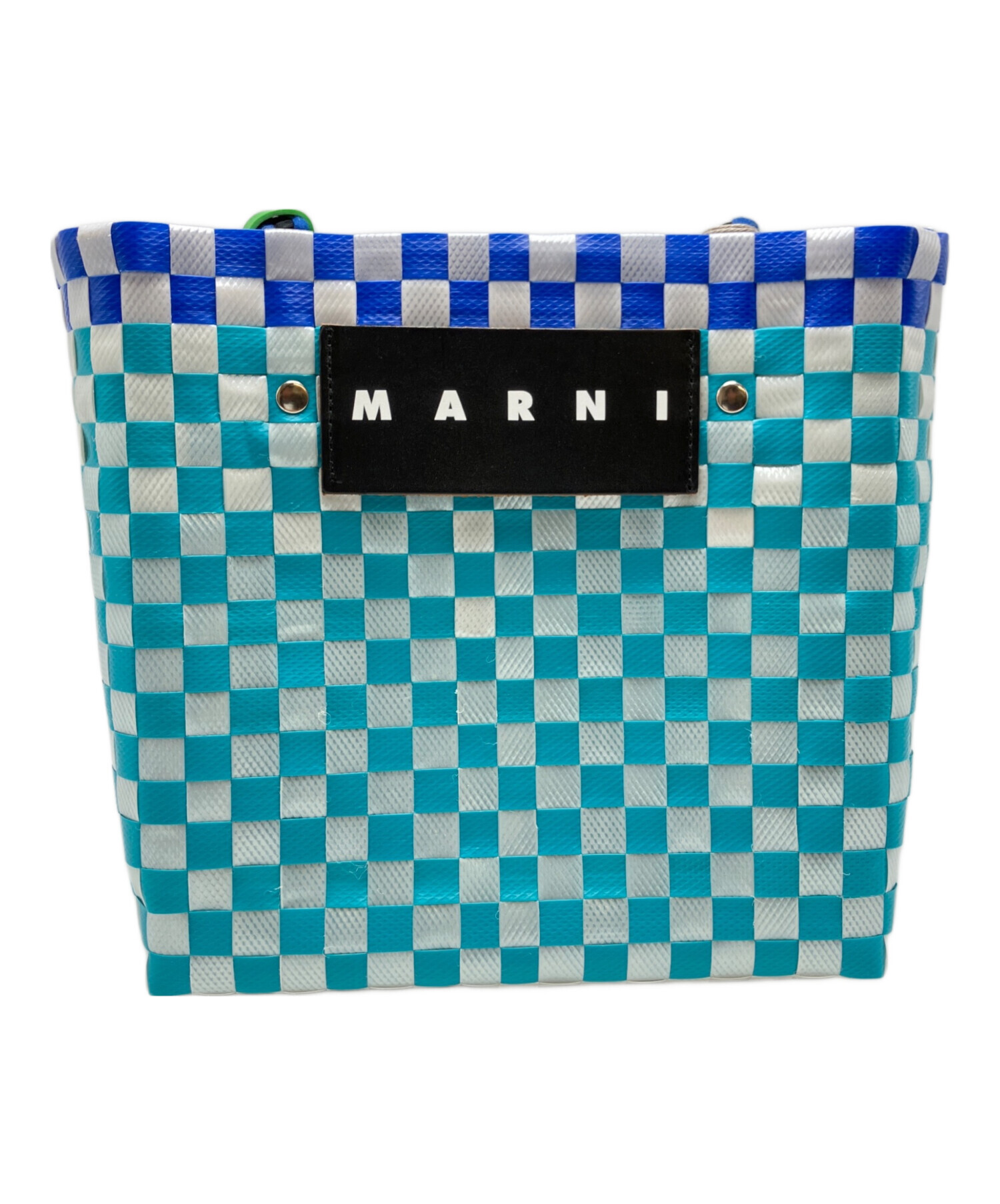 美品　マルニ　ピクニックバッグ　カゴバッグ　チェック　MARNI ブルー系 中古・古着通販】MARNI (マルニ) ピクニックバッグ ブルー｜ブランド