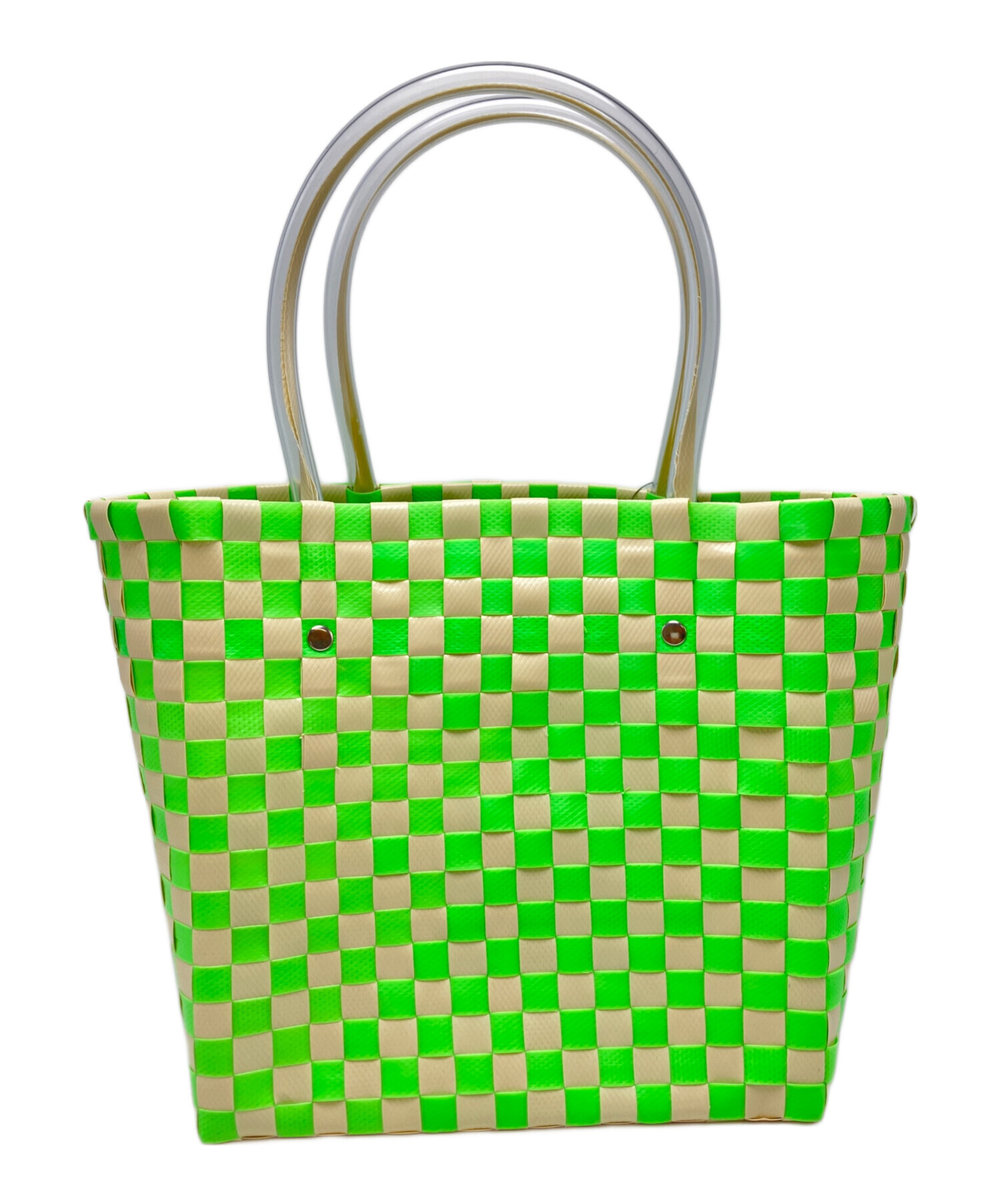 MARNI マルニマーケットピクニックバッグ　緑 中古・古着通販】MARNI (マルニ) ピクニックバッグ グリーン×オレンジ