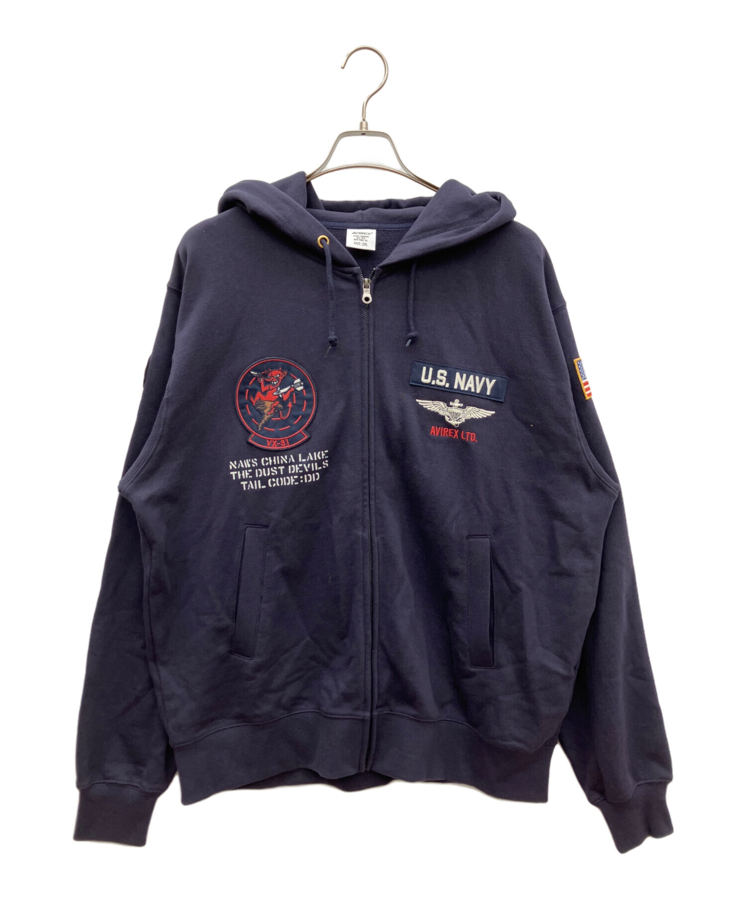 中古・古着通販】AVIREX (アヴィレックス) ジップパーカー ネイビー