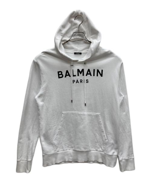BALMAIN ホワイトフード付きパーカー 中古・古着通販】BALMAIN (バルマン) プルオーバーパーカー ホワイト