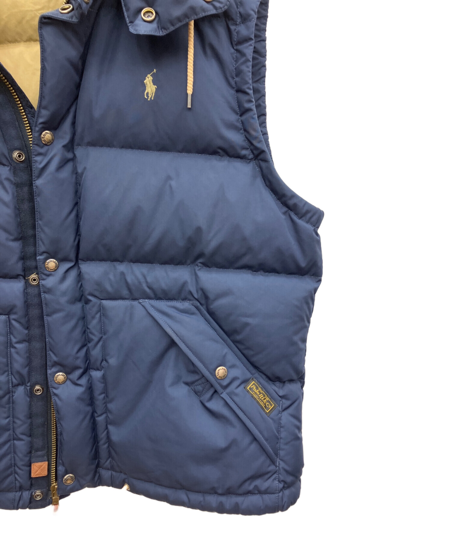 新品未使用　ポロ　ラルフローレン　フード付きダウンベスト　XS ネイビー 中古・古着通販】POLO RALPH LAUREN (ポロ・ラルフローレン) フード