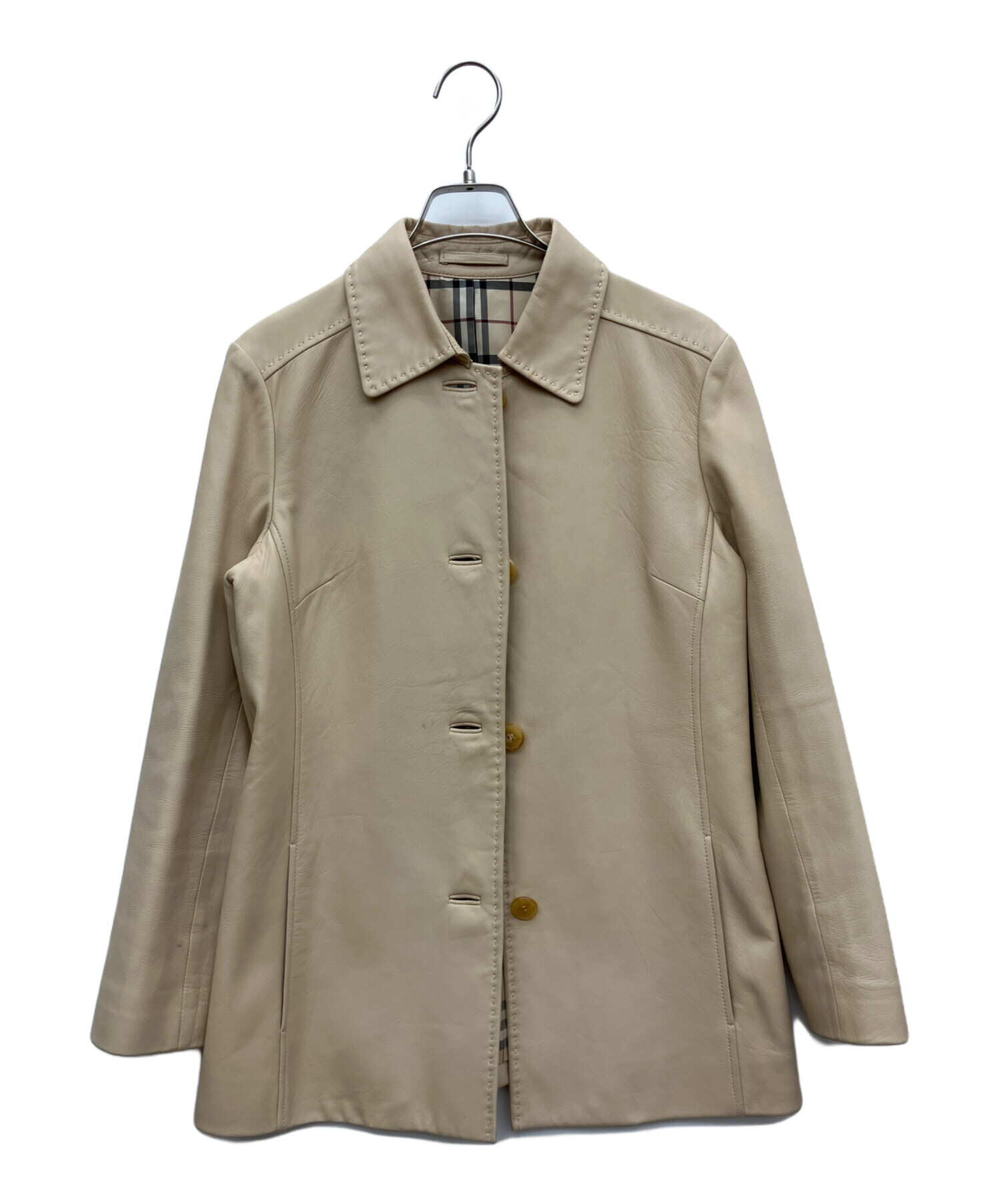 バーバリーロンドン　イタリア製生地使用　ポリエステルライトコート　ベージュ　38 中古・古着通販】BURBERRY LONDON (バーバリーロンドン) レザーコート