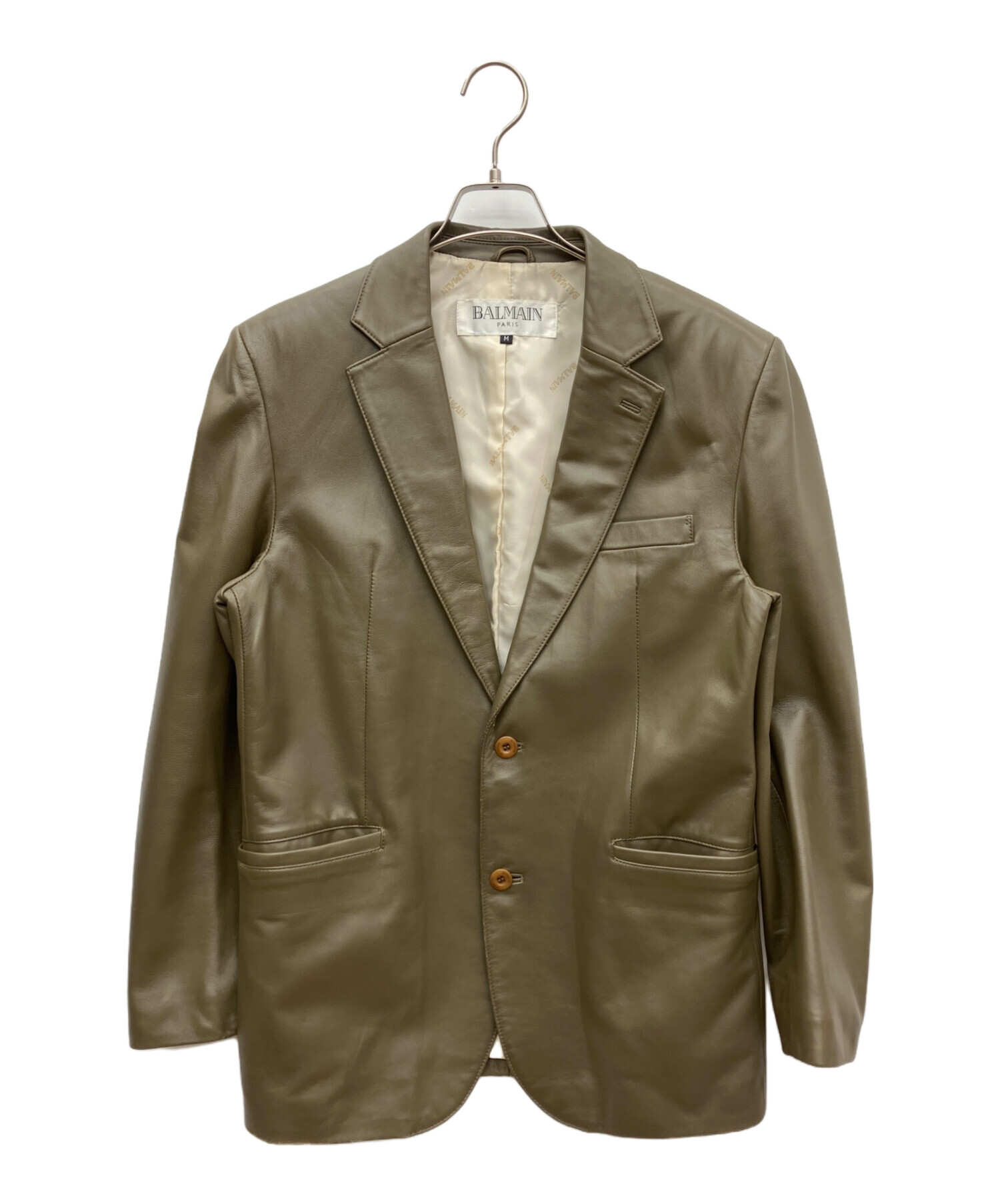 BALMAINテーラージャケット 中古・古着通販】BALMAIN (バルマン) ラムレザーテーラードジャケット