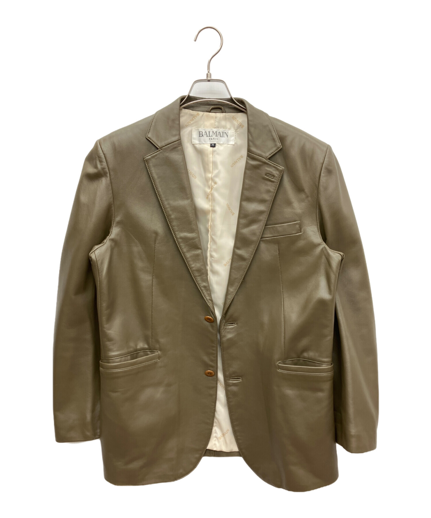 中古・古着通販】BALMAIN (バルマン) ラムレザーテーラードジャケット