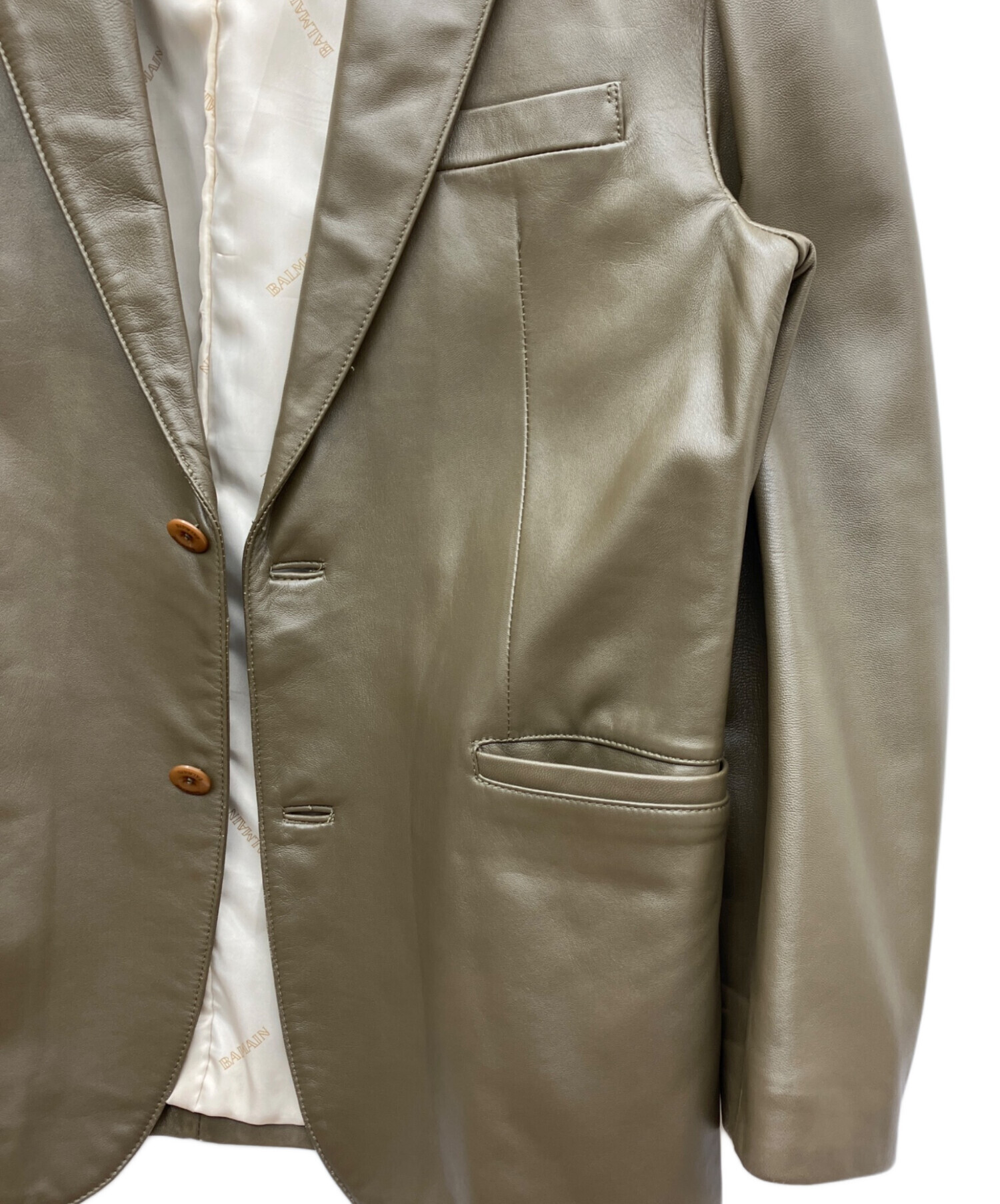 中古・古着通販】BALMAIN (バルマン) ラムレザーテーラードジャケット